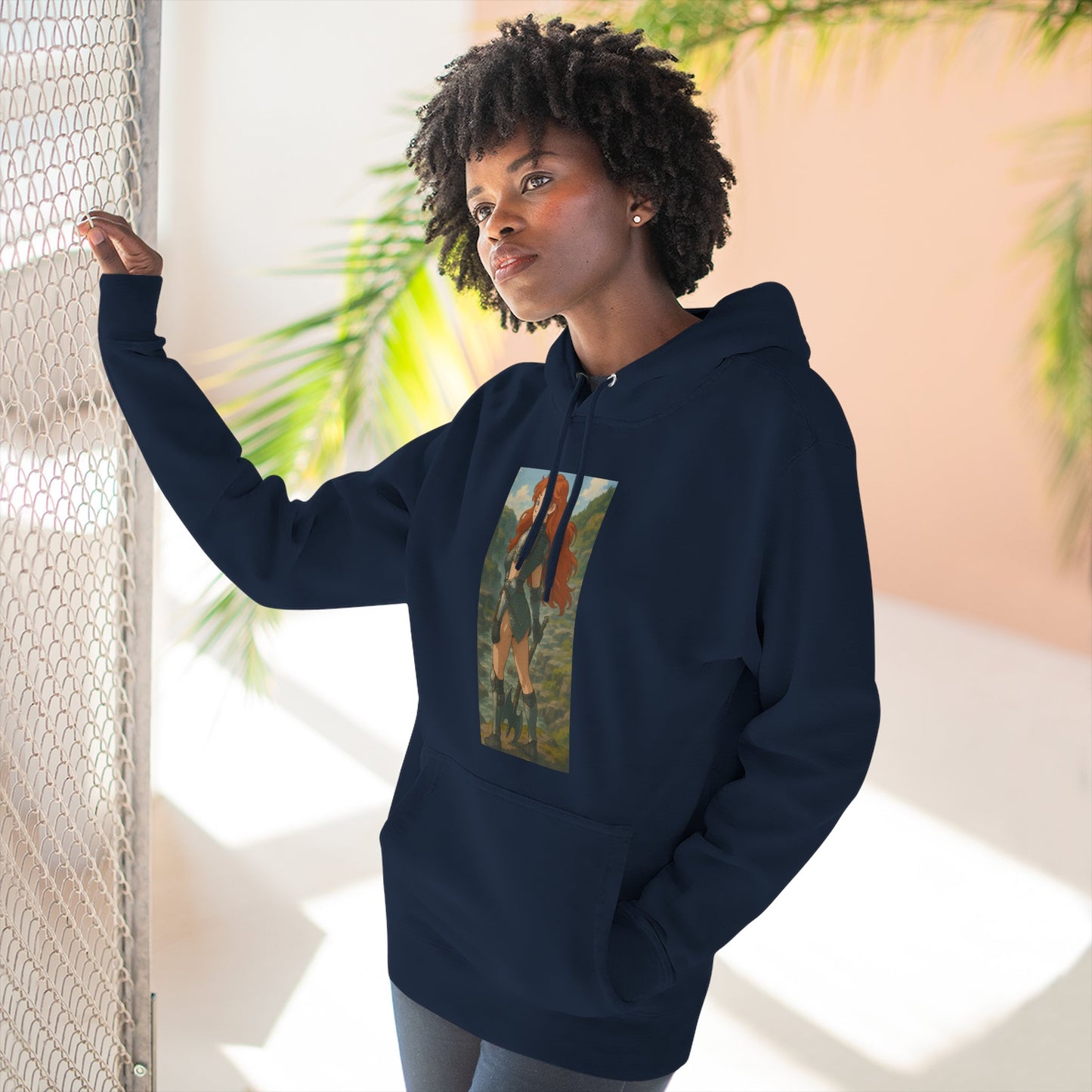 Loco Fits Anime Girls 'Fiery Warrior' Three-Panel Fleece Hoodie