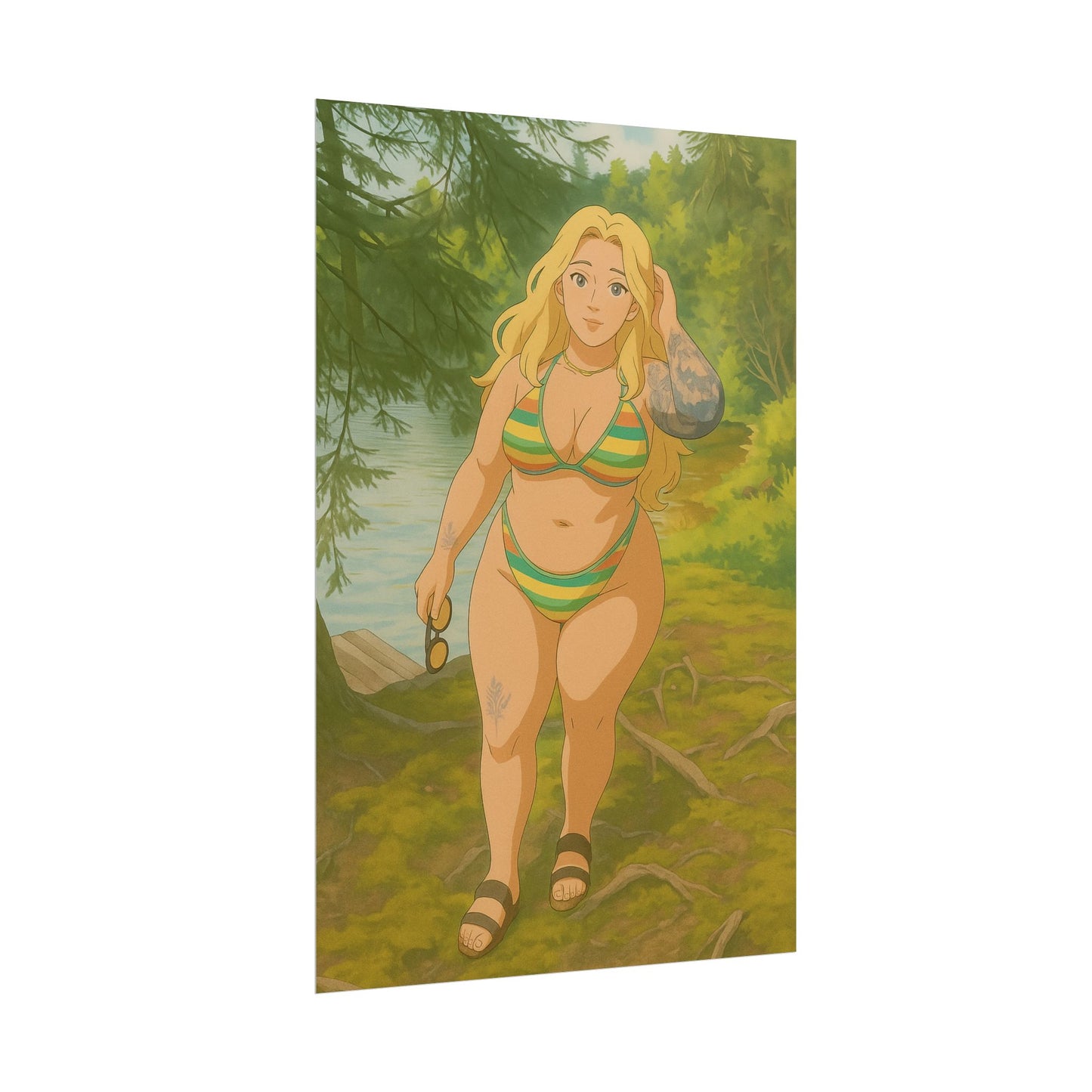 Loco Fits Anime Girls 'Dip by the Lake' Poster