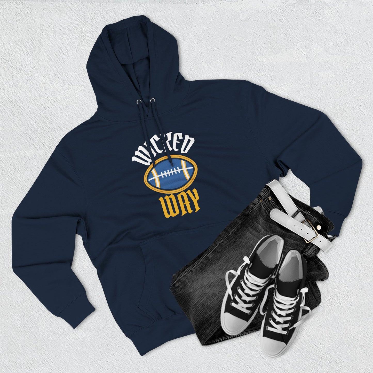 Legends "Wicked Way" Deady Bear Football Blue, White, & Yellow Fleece Hoodie