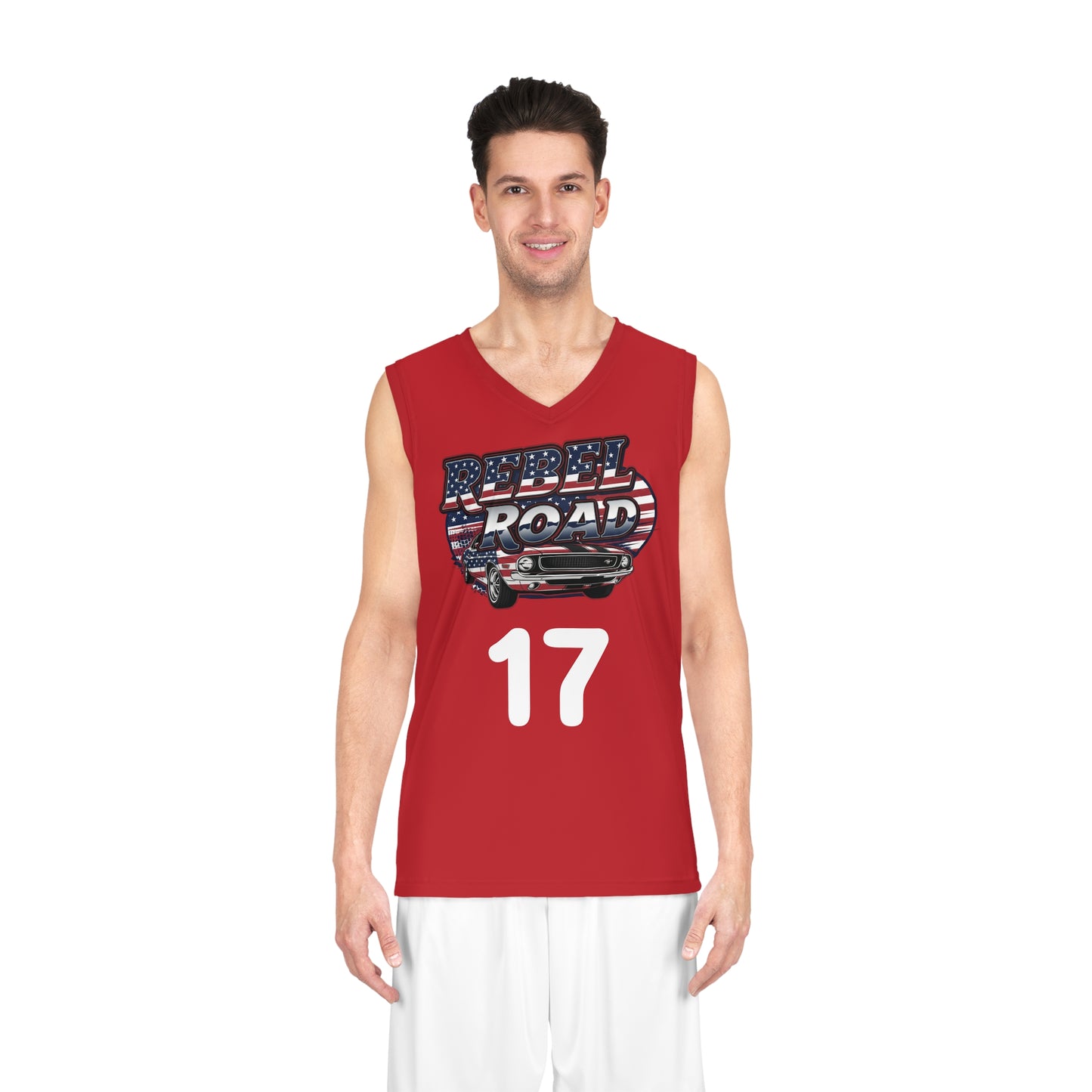 Red "Rebel Road" #17 Patriot Muscle Basketball Jersey