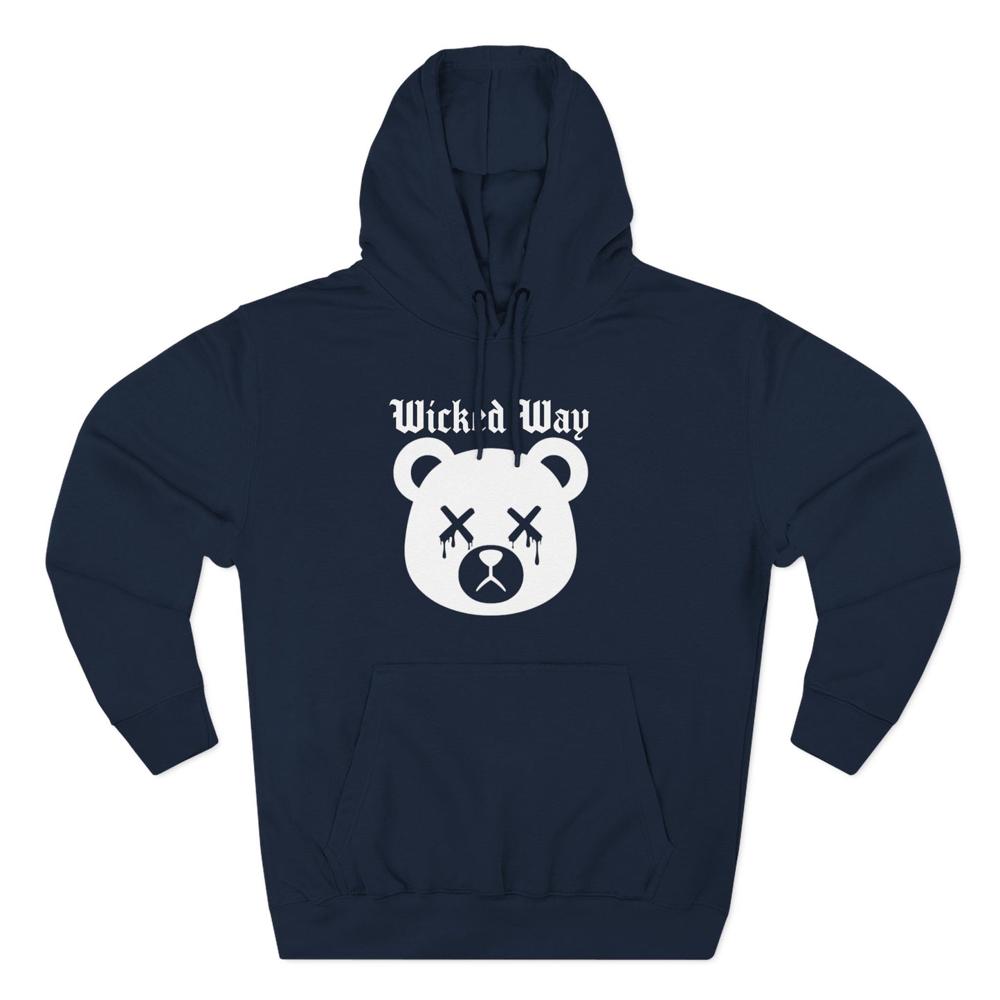 "Wicked Way" Deady Bear Head White Logo Hoodie