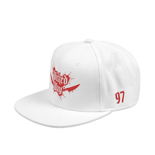 White & Red "Wicked Way" #97 Double Kitchen Knives Alt. Snapback