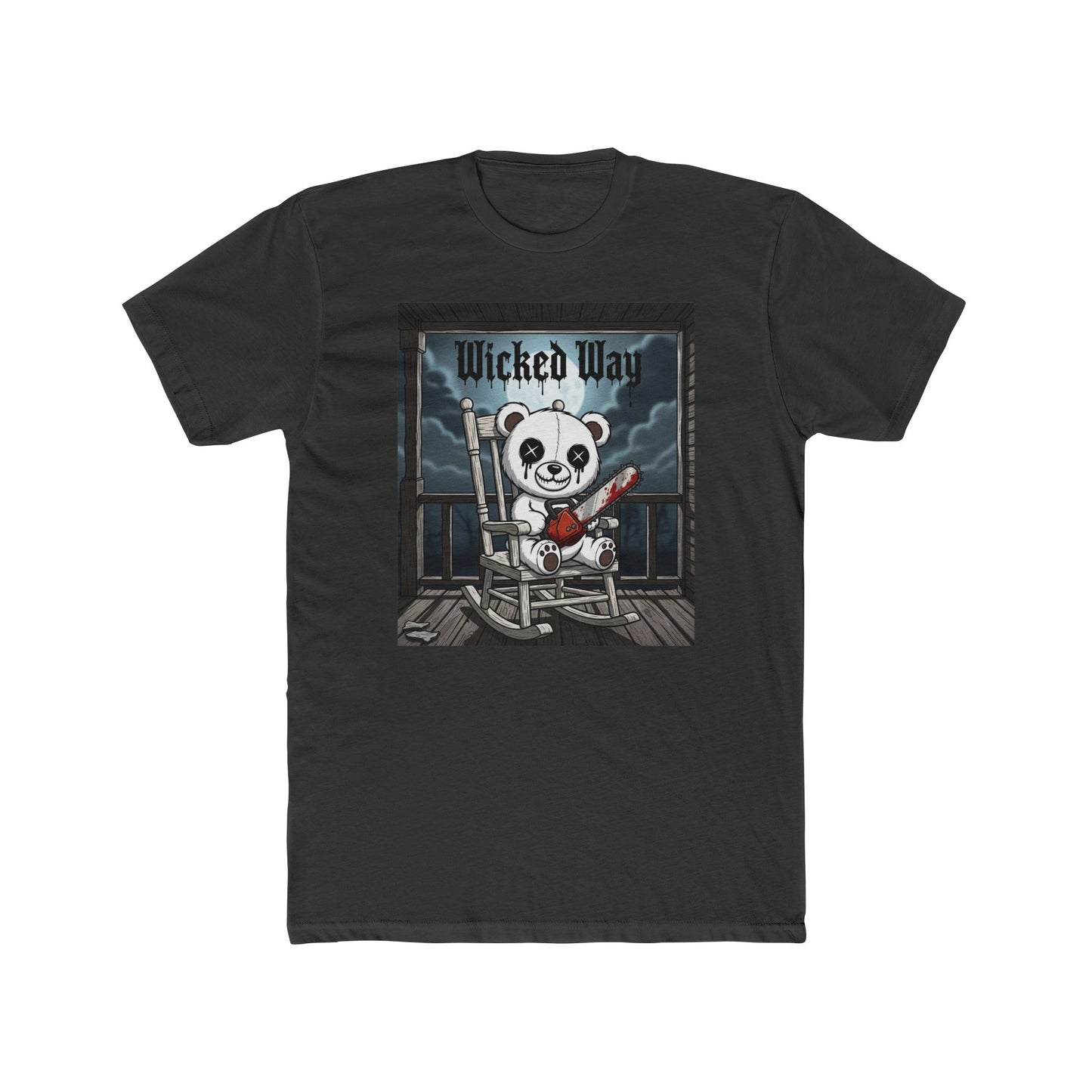 "Wicked Way" Chainsaw Deady Bear on Porch Graphic T-Shirt