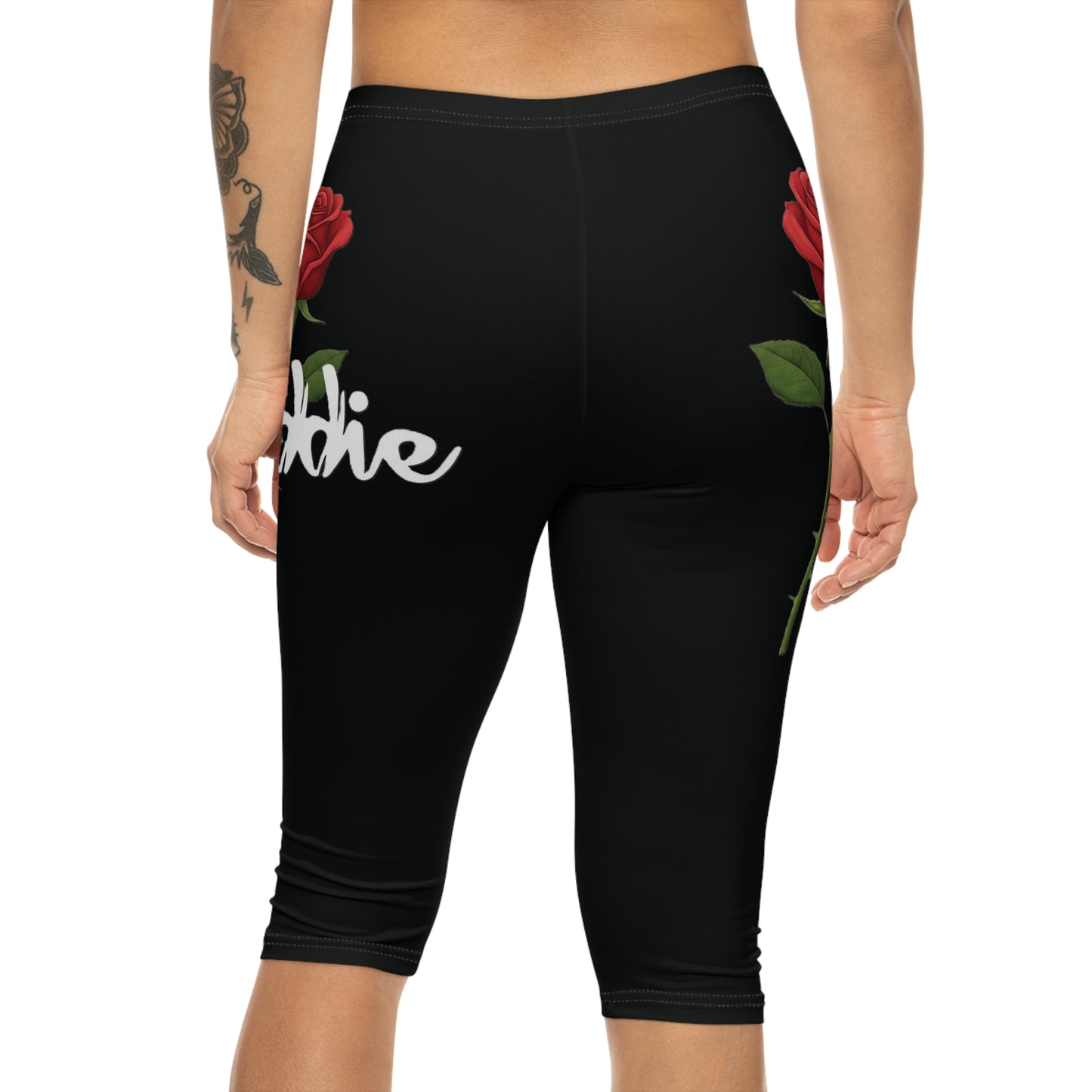 "Baddie Street" Labeled Baddie Rose Women’s Capri Leggings Active Fitness Wear