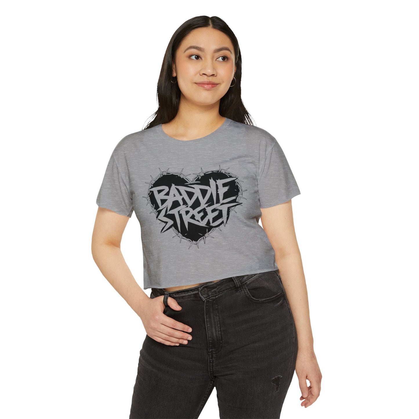 "Baddie Street" Barbed Wire Heart Logo Women's Crop Top