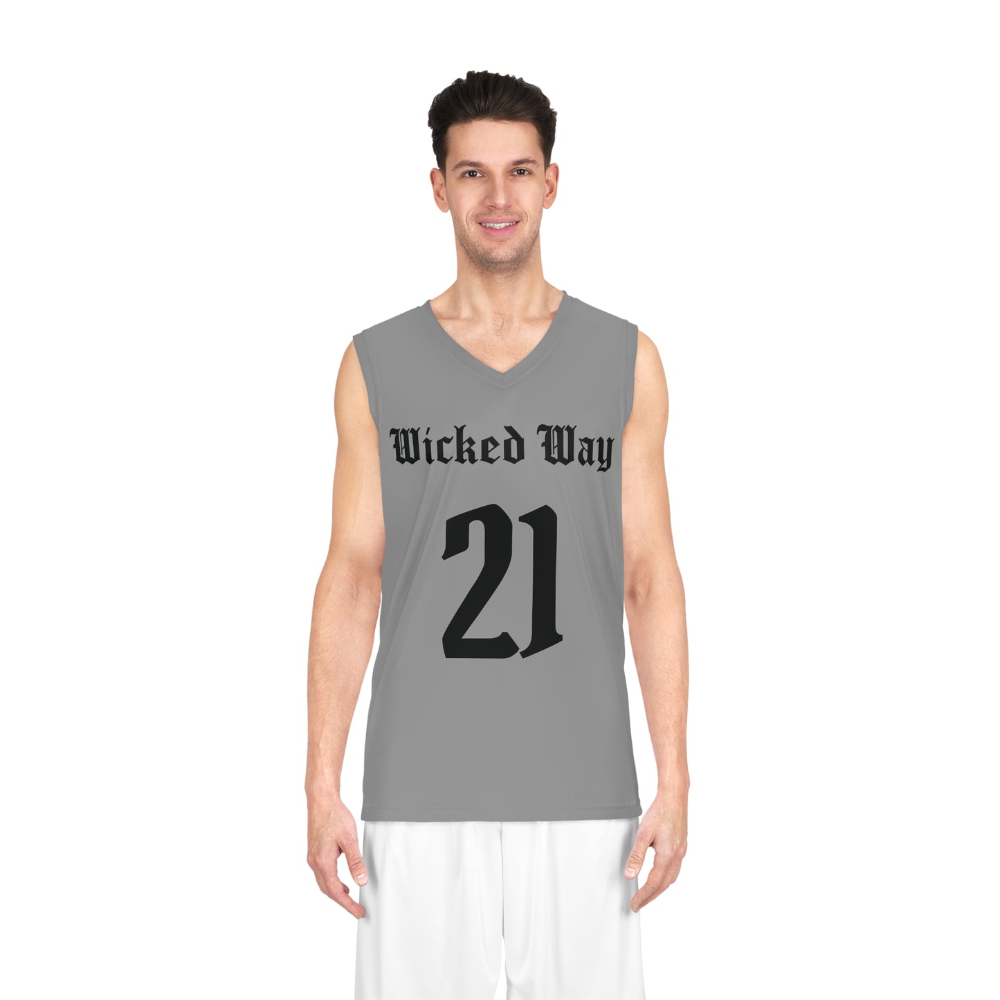 Grey & Black "Wicked Way" #21 Basketball Jersey