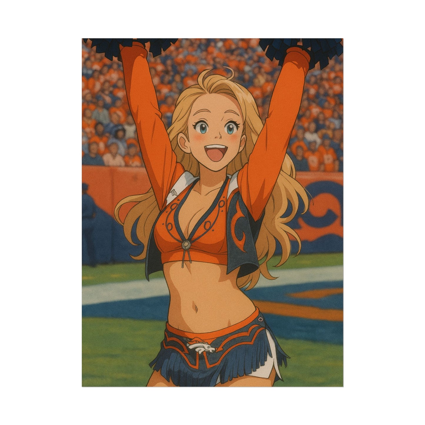 Loco Fits Anime Girls 'Broncos Cheerleader On-Field 1' Poster