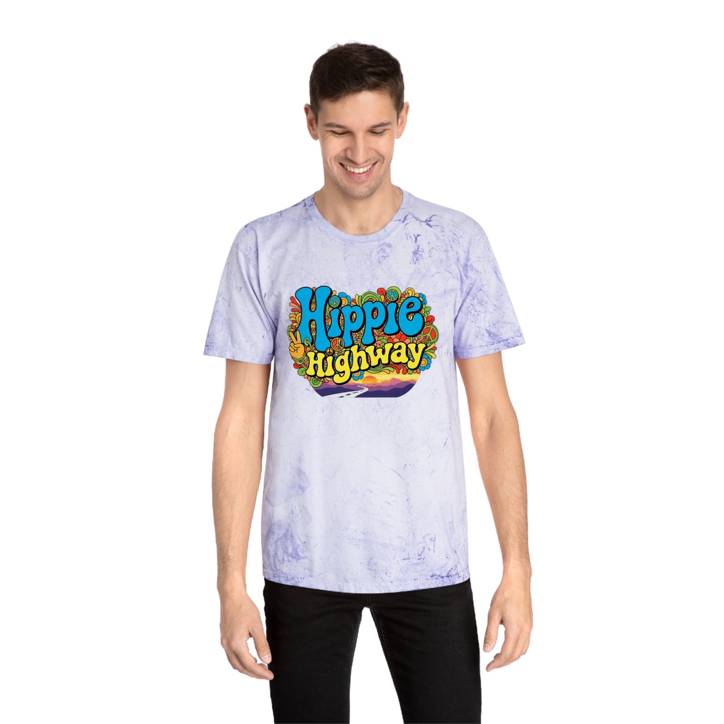Exclusive (40 to be sold only) "Hippie Highway" Open Mind Open Road Tye Dye Color Blast T-Shirt