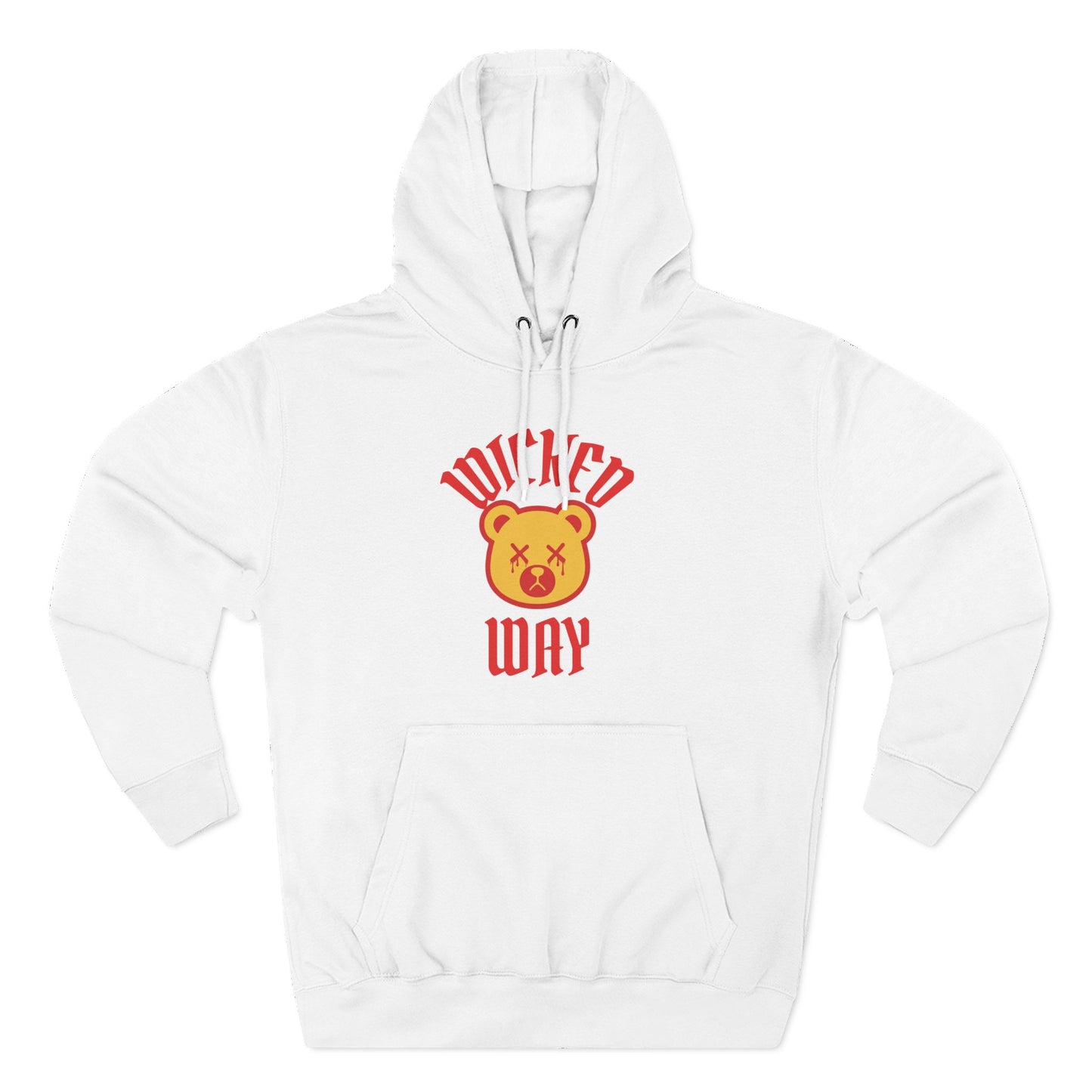 Black/White "Wicked Way" Deady Bear Red & Yellow Fleece Hoodie