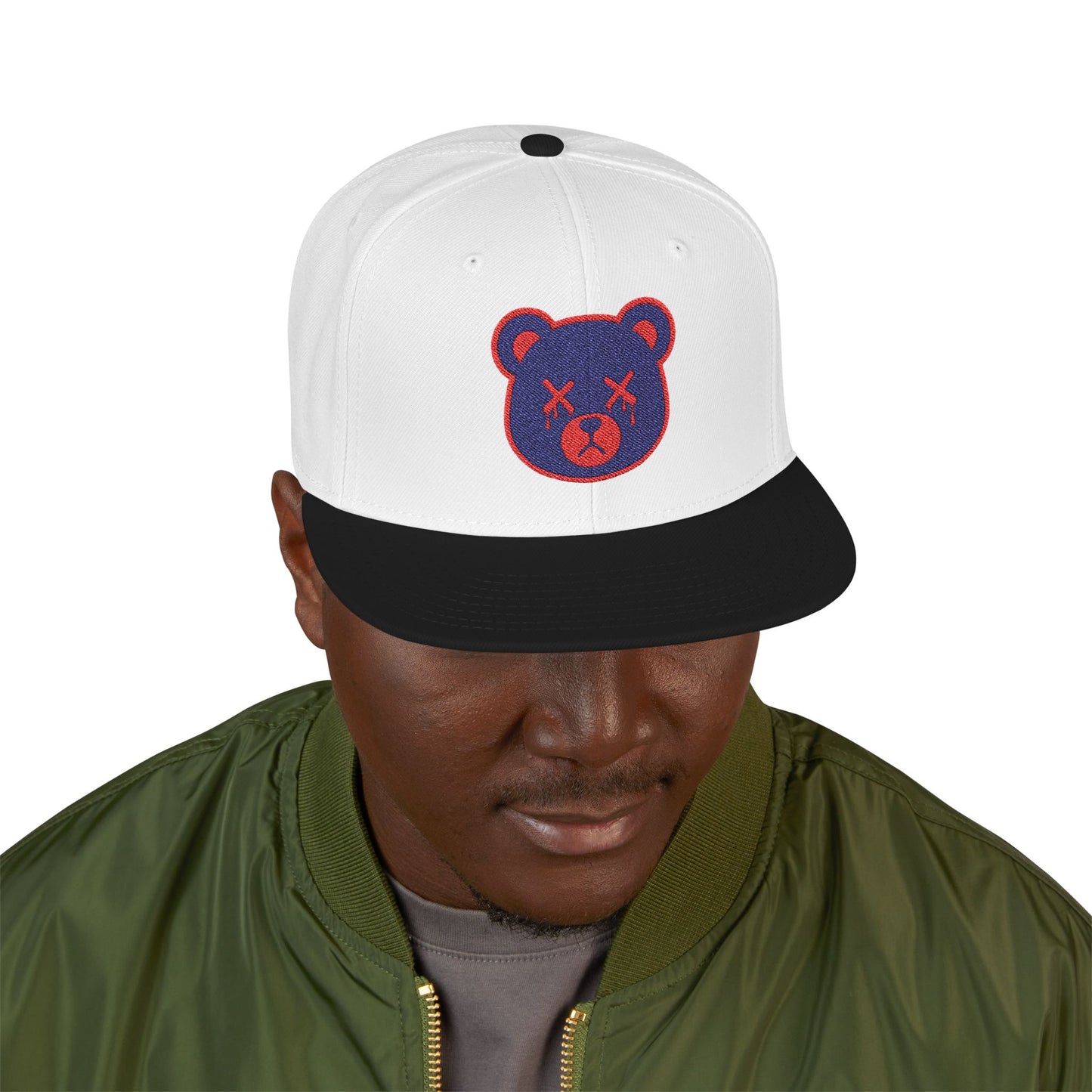 "Wicked Way" Deady Bear Head Blue & Red Snapback