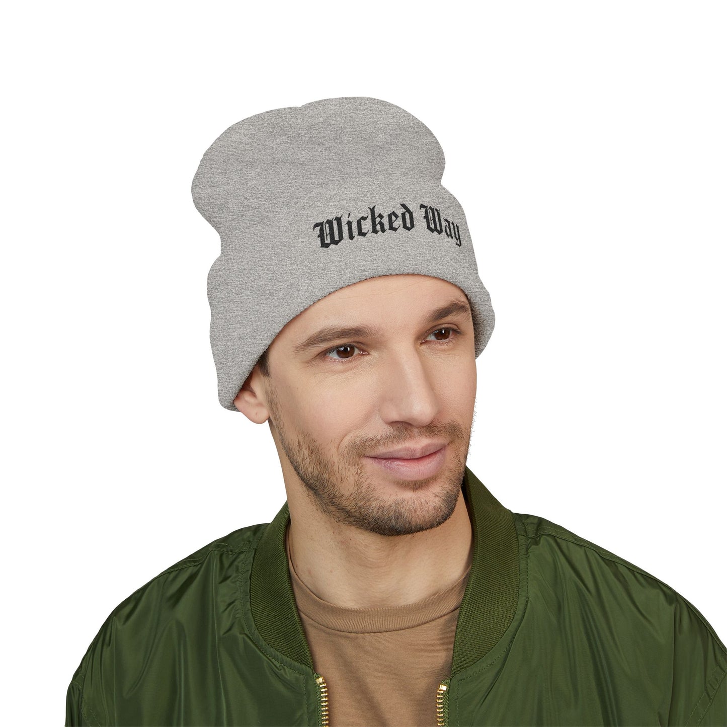 "Wicked Way" Black Script Embroidered Beanie (Multi Color Options)