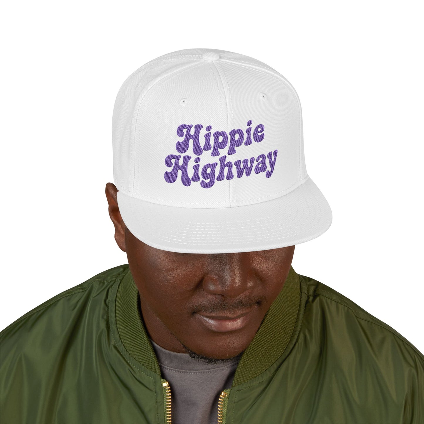 White "Hippie Highway" #420 Purple Haze Bus Snapback Cap