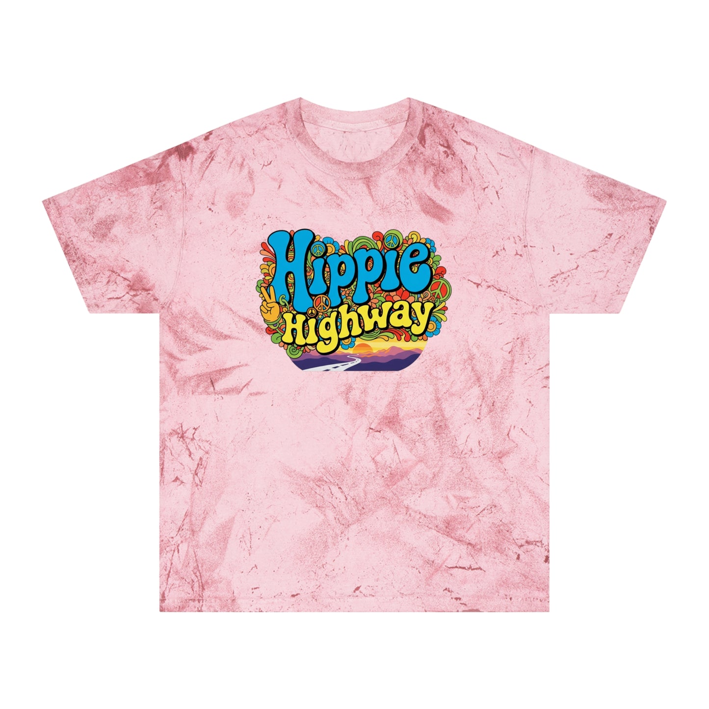 Exclusive (40 to be sold only) "Hippie Highway" Open Mind Open Road Tye Dye Color Blast T-Shirt