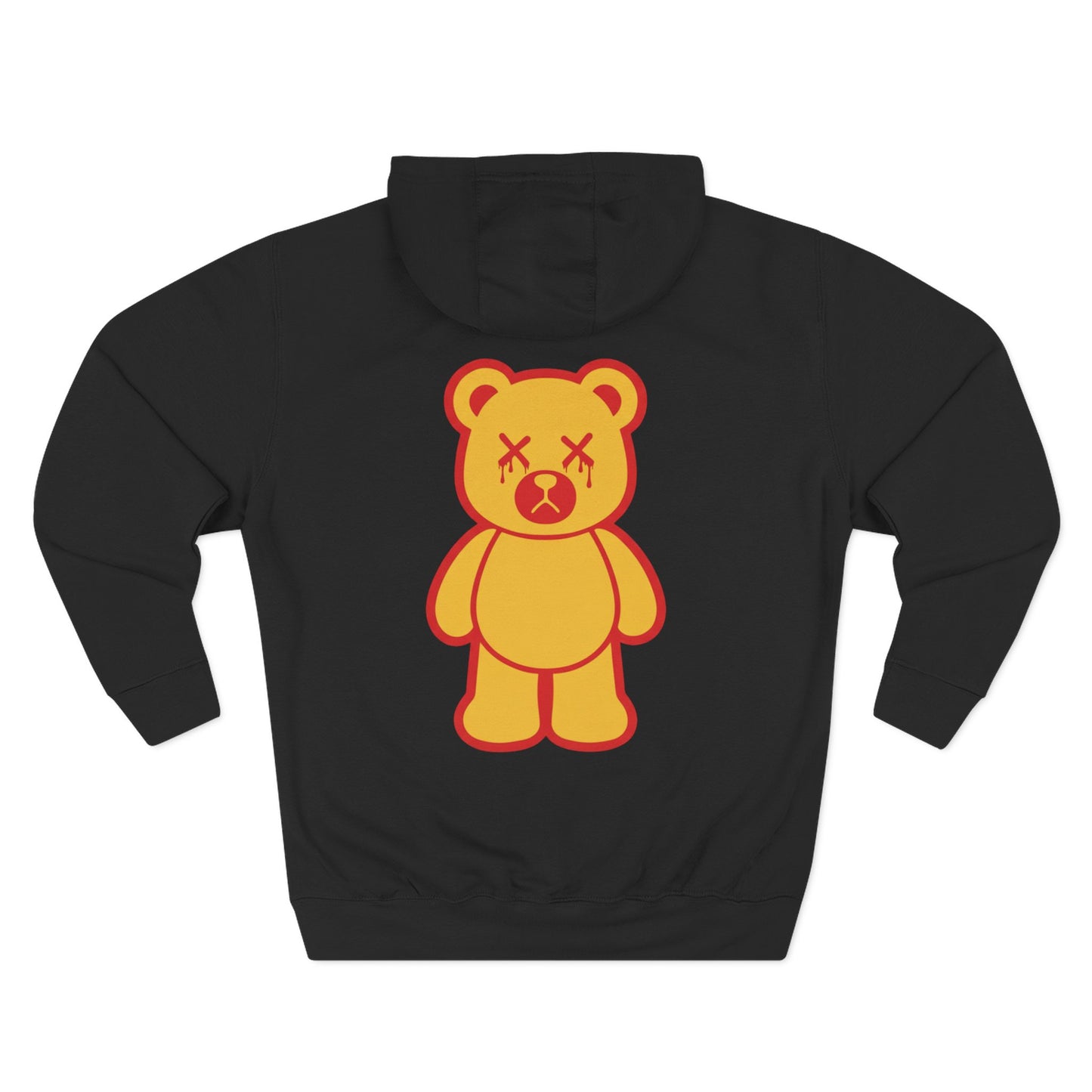 Black/White "Wicked Way" Deady Bear Red & Yellow Fleece Hoodie