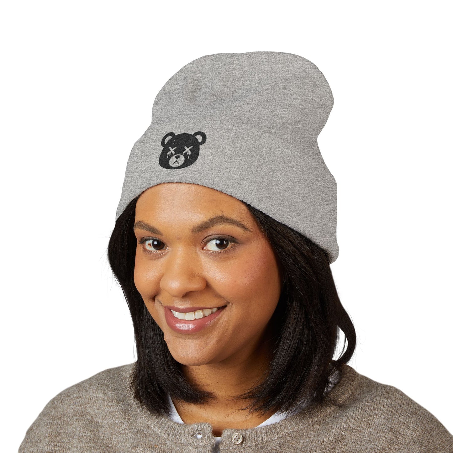 "Wicked Way" Dead Bear Head Black Embroidered Beanie (Multi Color Options)