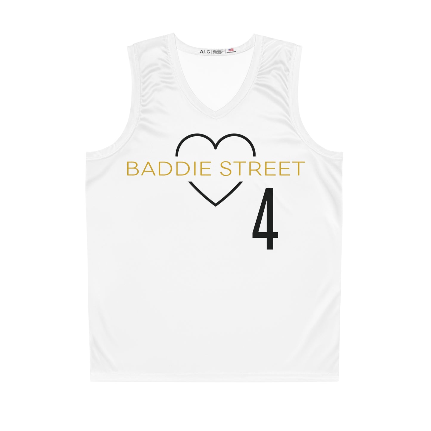 White "Baddie Street" #4 Classy Heart Alt. Basketball Jersey