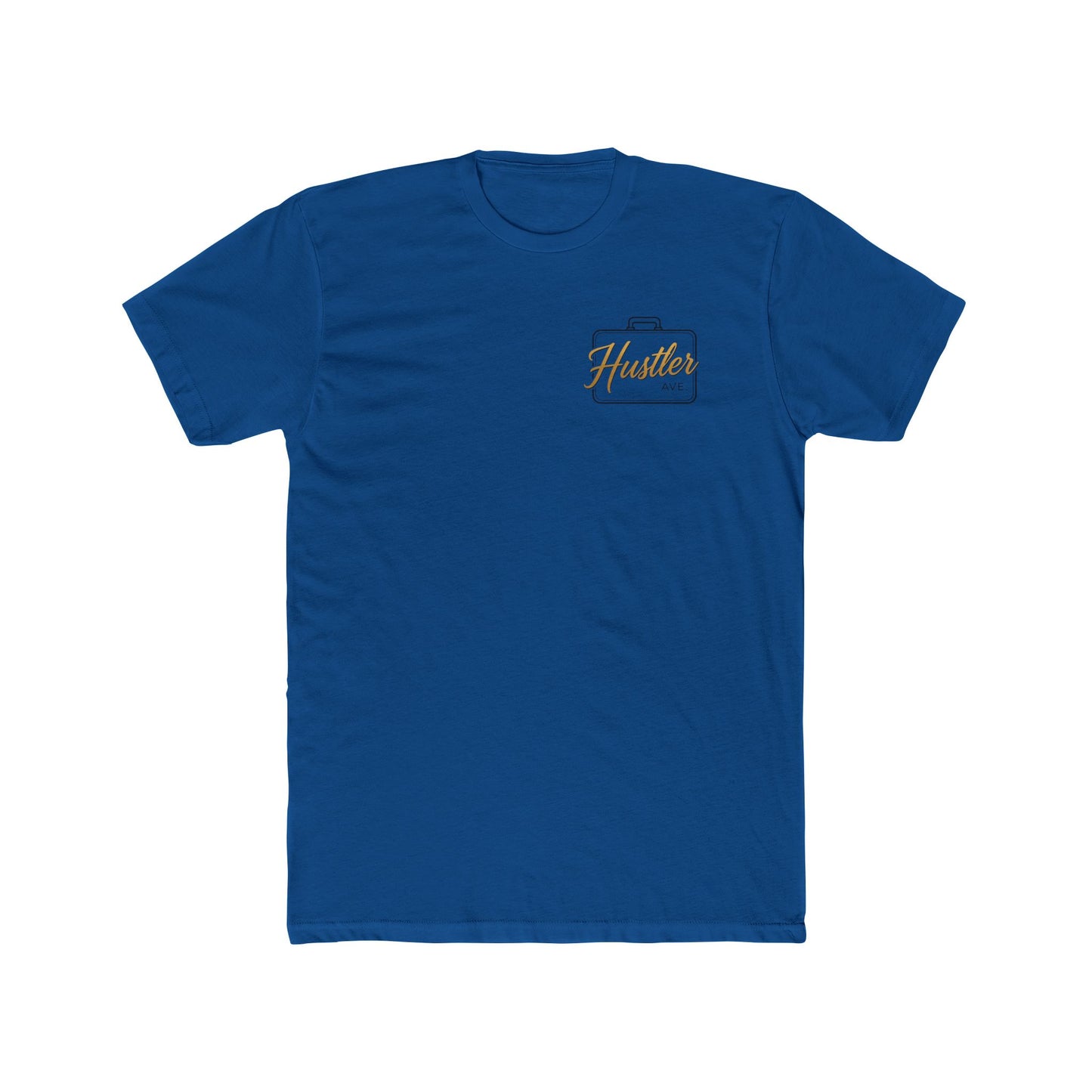 "Hustler Ave" All Business Gold Briefcase Pocket Logo Cotton Crew Tee