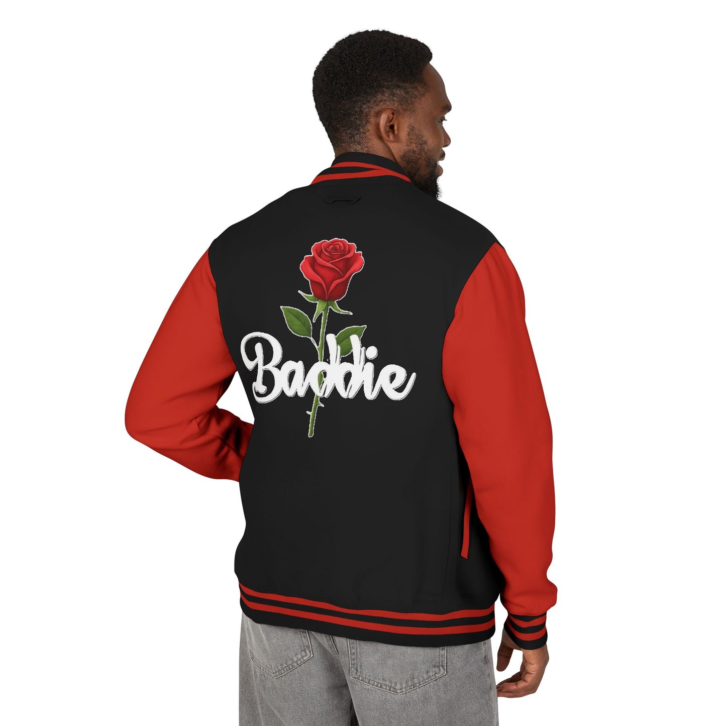 "Baddie Street" Labeled Baddie Rose Heavyweight Letterman Jacket
