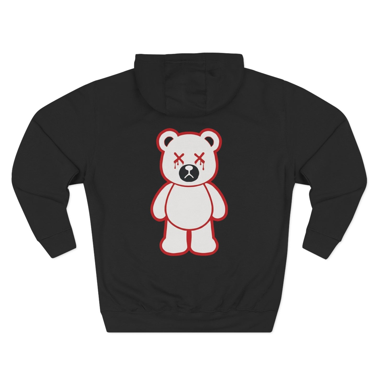 Black "Wicked Way" Deady Bear White & Red Fleece Hoodie