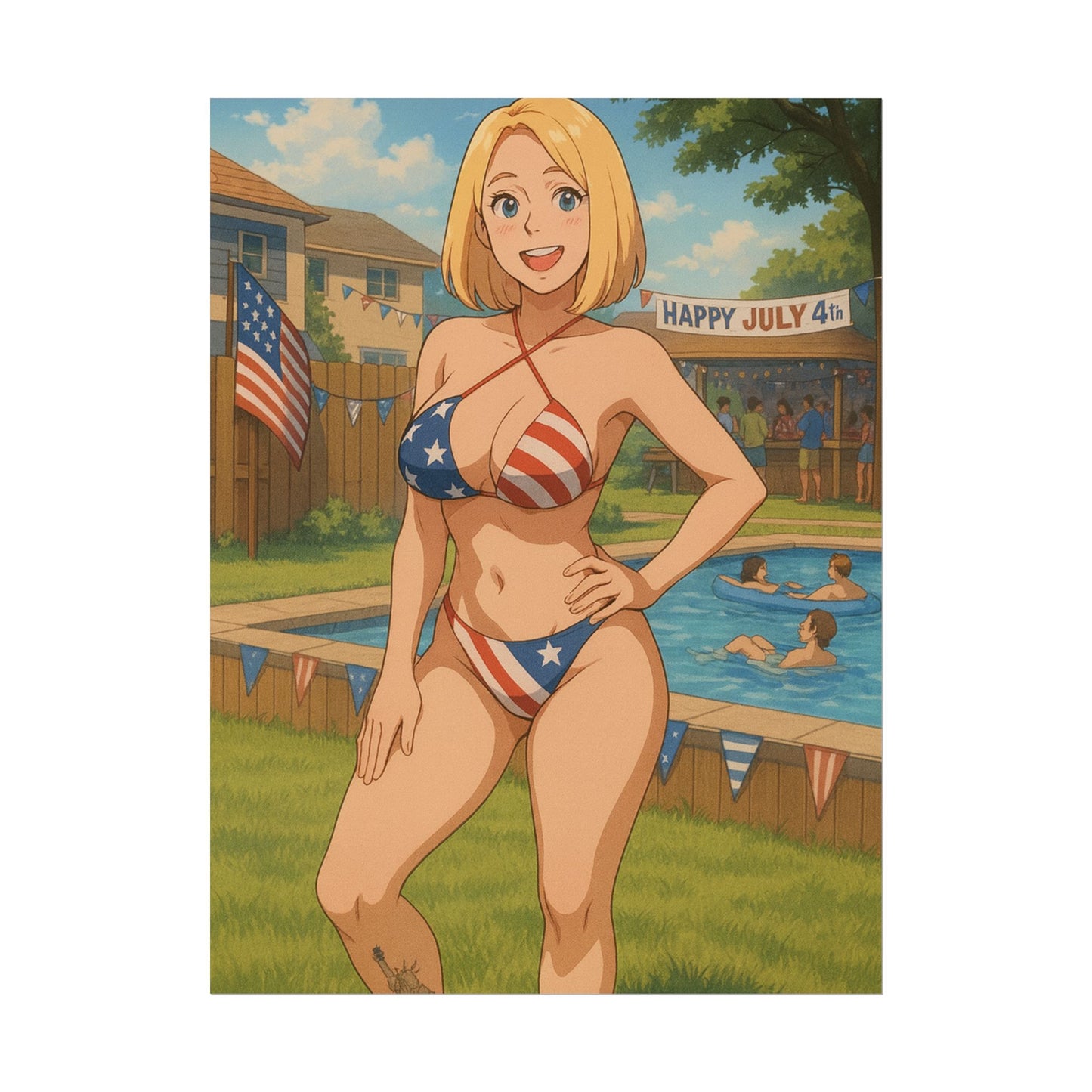 Loco Fits Anime Girls 'Happy July 4th' Poster