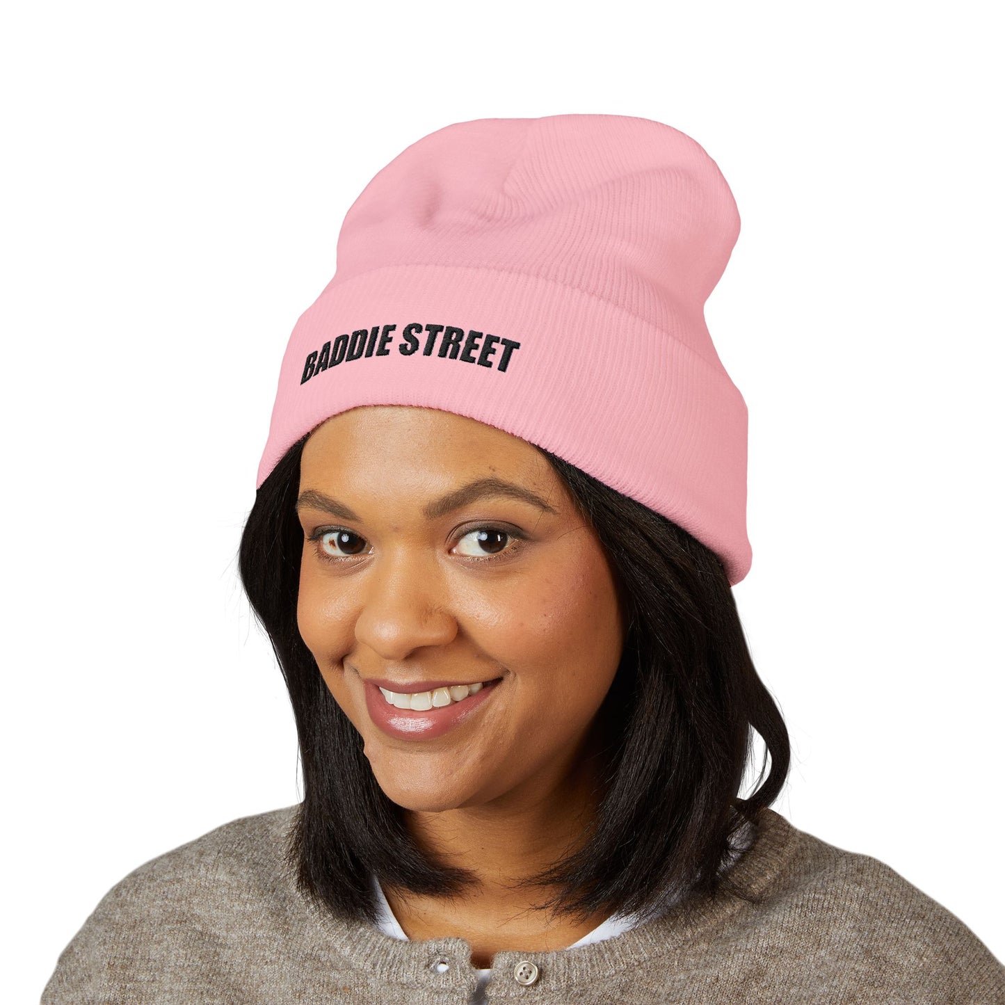 "Baddie Street" Basic Text Cuffed Beanie