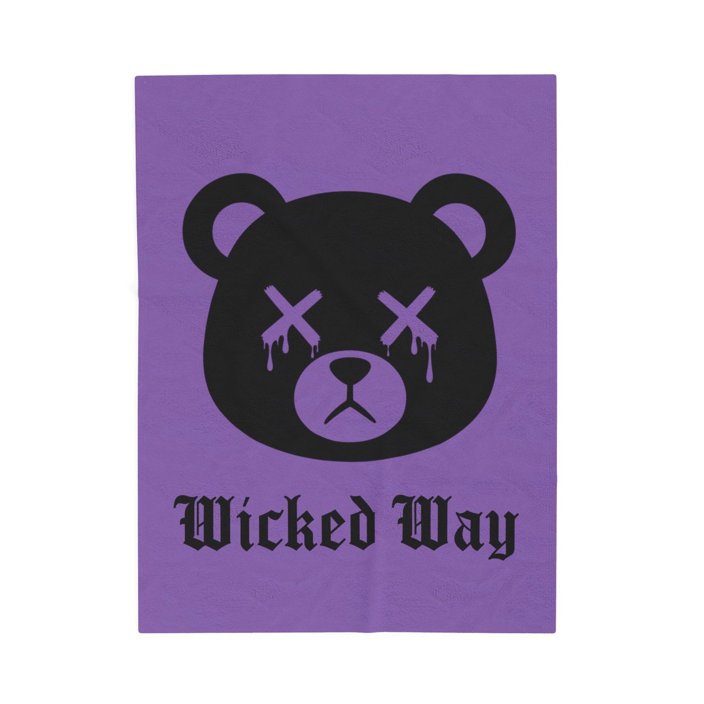 Light Purple "Wicked Way" Dead Bear Head Velveteen Plush Blanket