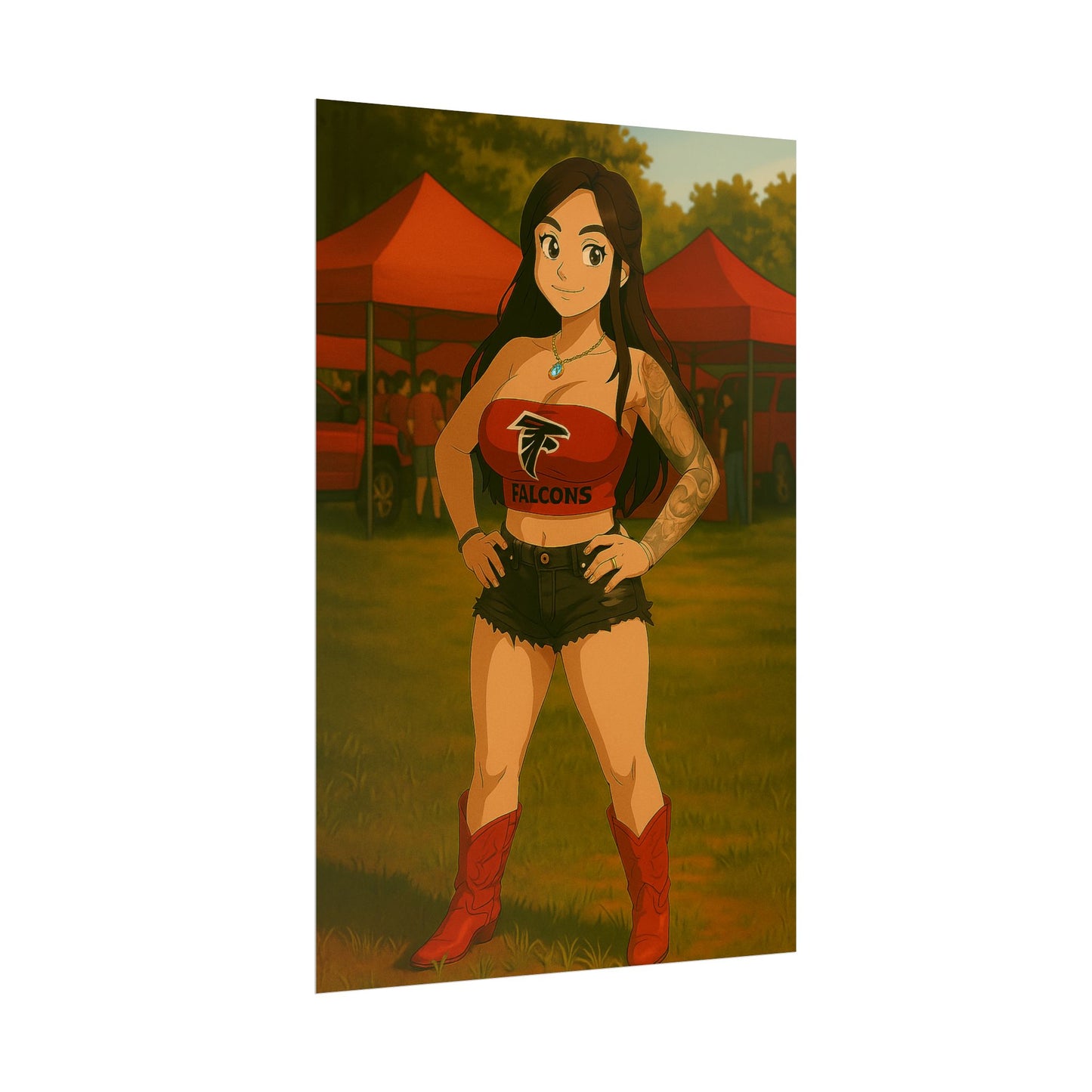 Loco Fits Anime Girls 'Falcons Girl Tailgating' Poster