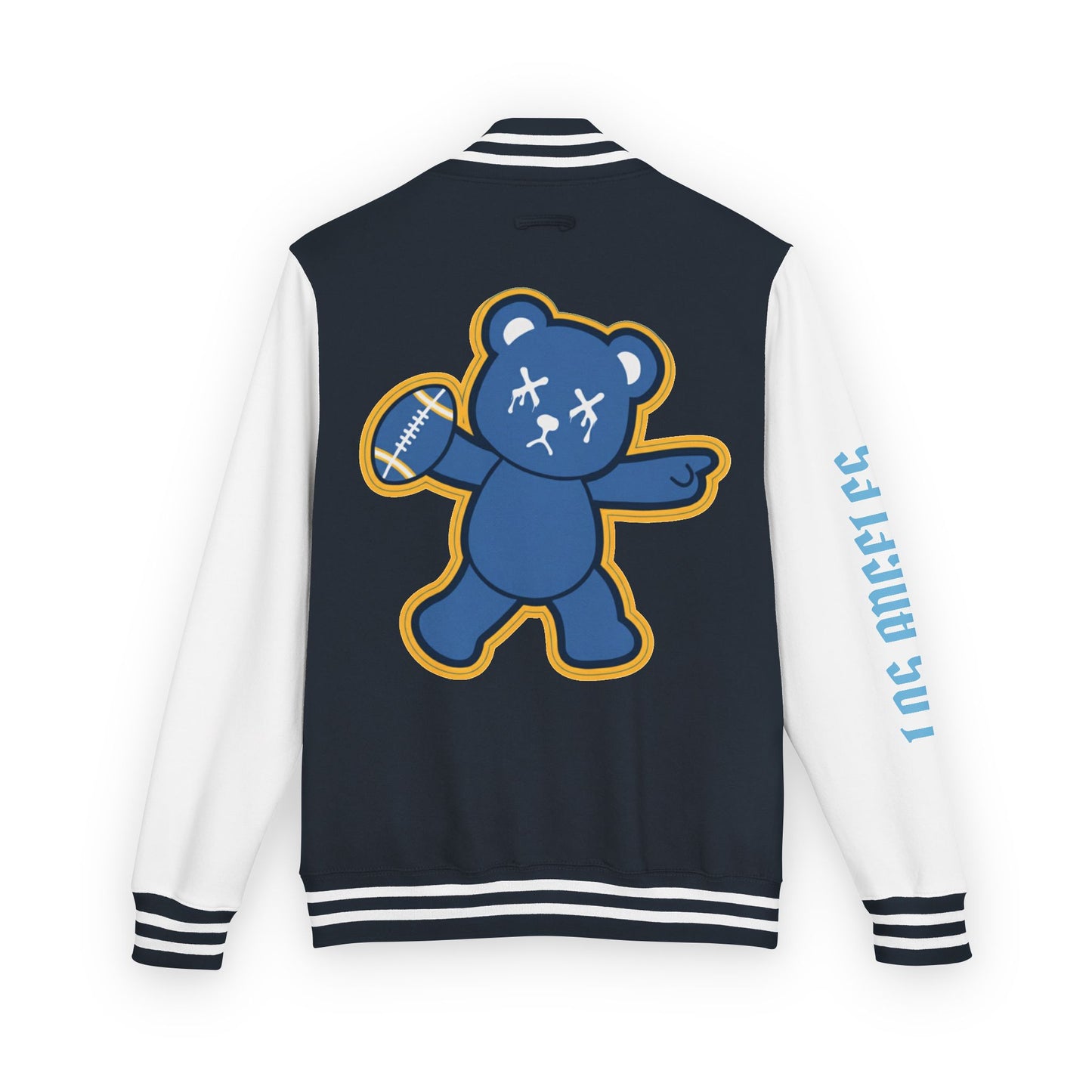 Navy Blue & White "Wicked Way" Los Angeles Deady Bear Football Heavyweight Letterman Jacket