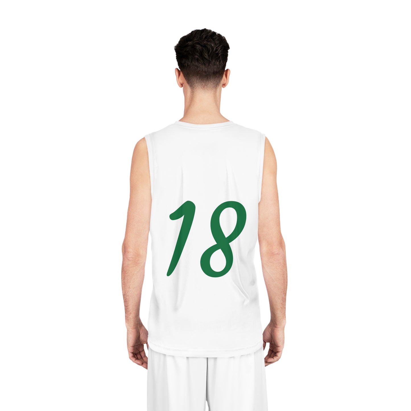 White & Green "Hustler Ave" #18 Basketball Jersey