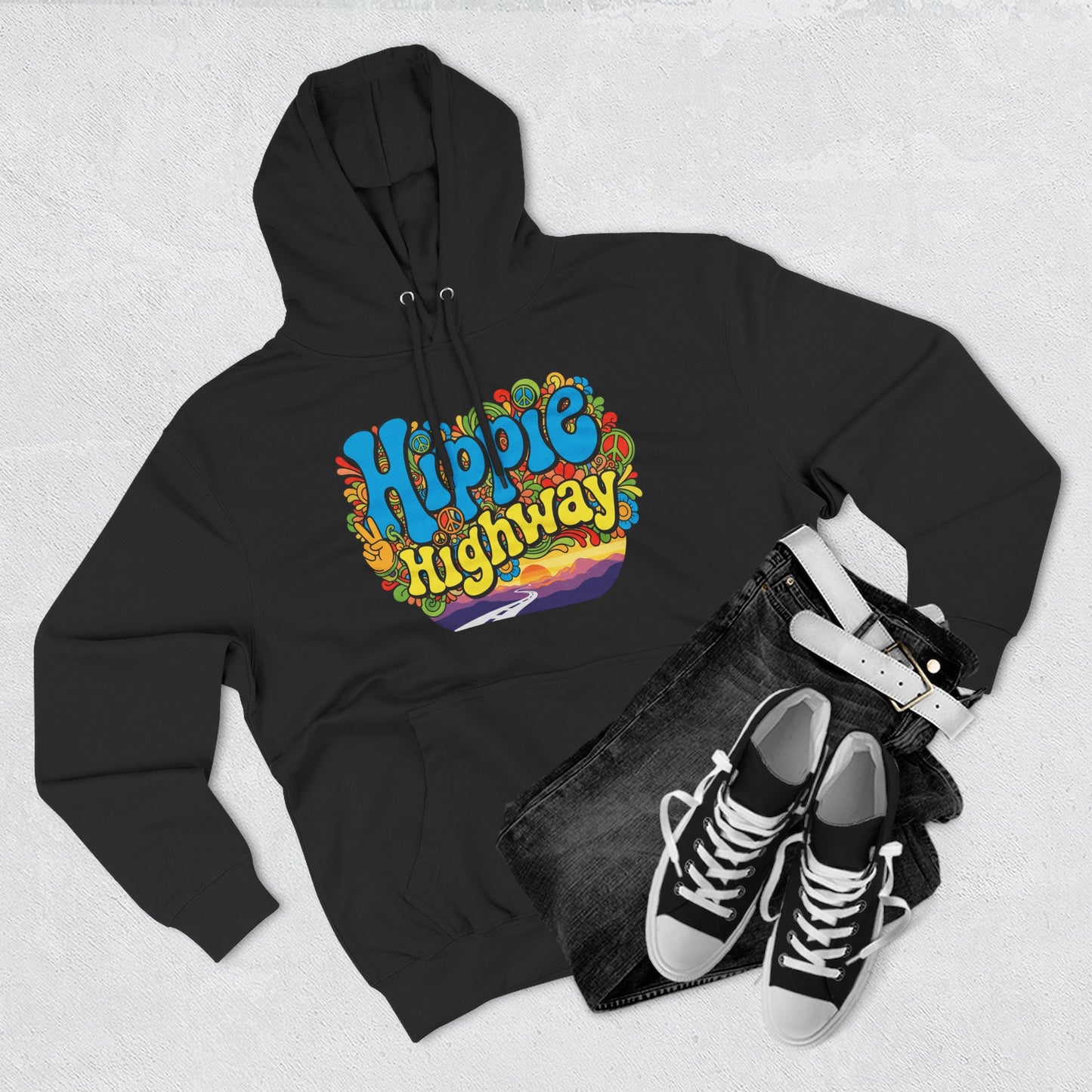 "Hippie Highway" Open Mind Open Road Fleece Hoodie