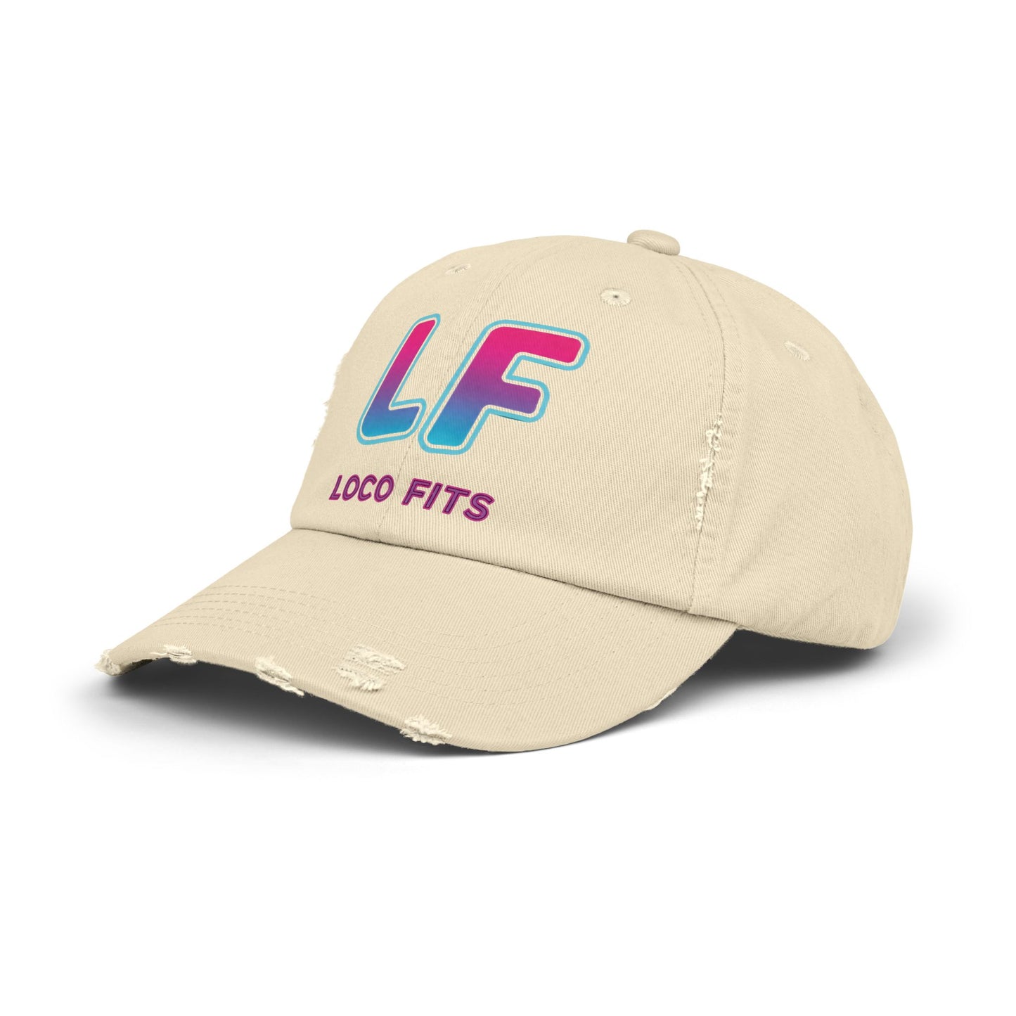 Unisex Distressed Cap - Loco Fits 'LF' Logo - Trendy Casual Hat for Everyday Wear