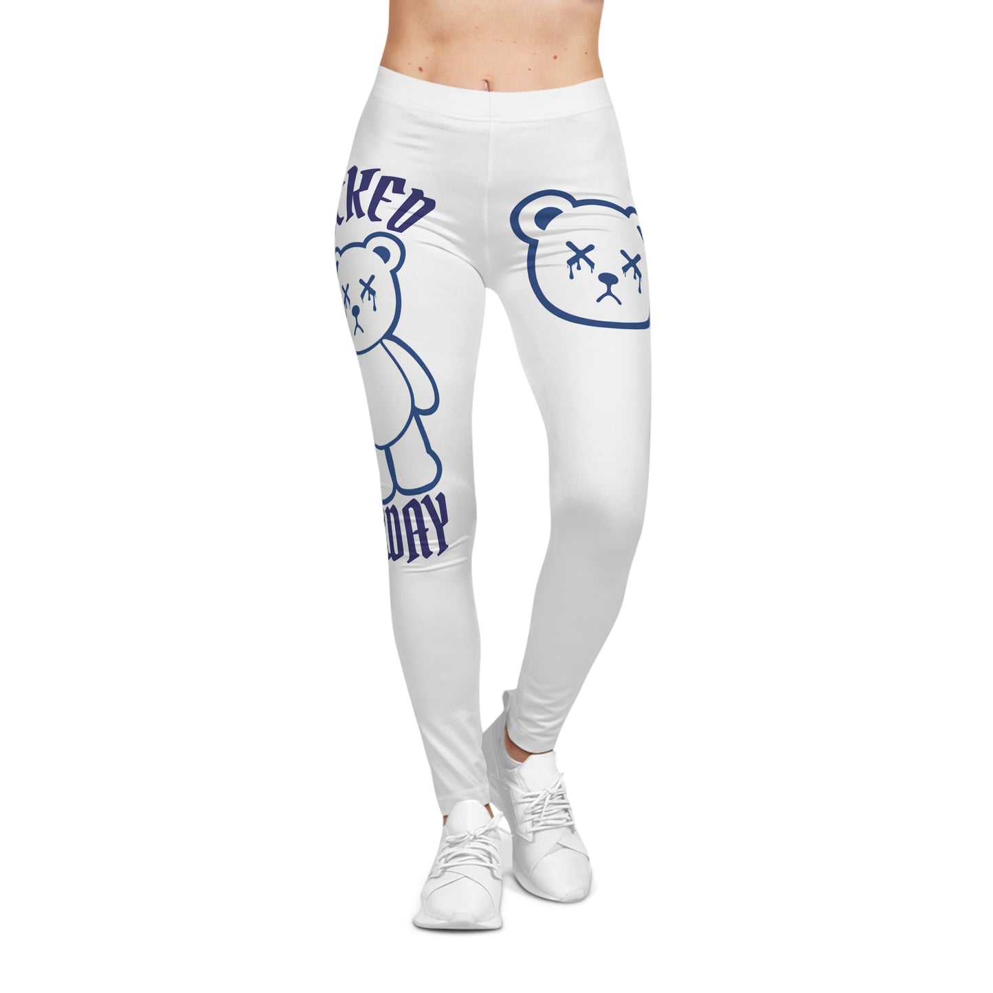"Wicked Way" Deady Bears White & Blue Women's Casual Leggings