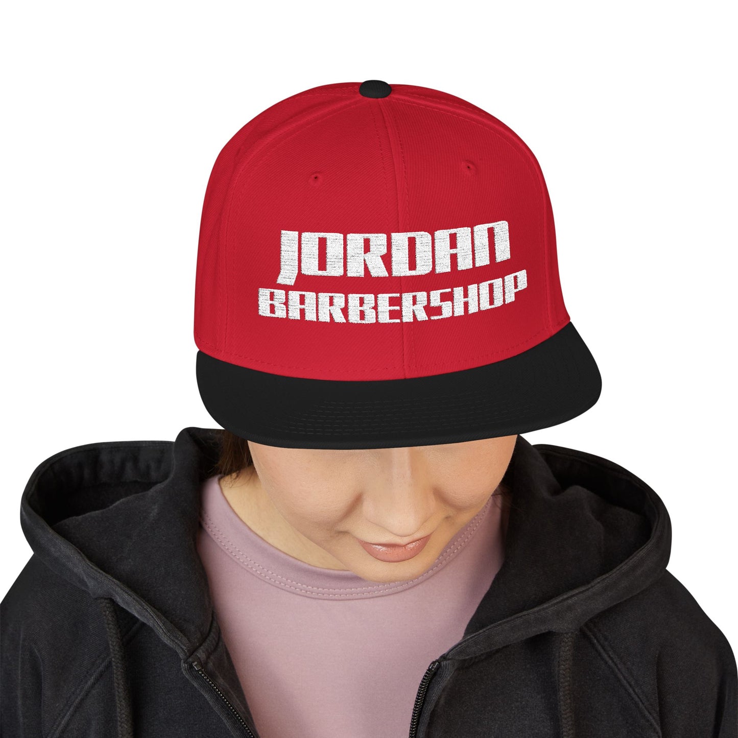 Jordan Barbershop White Text Snapback