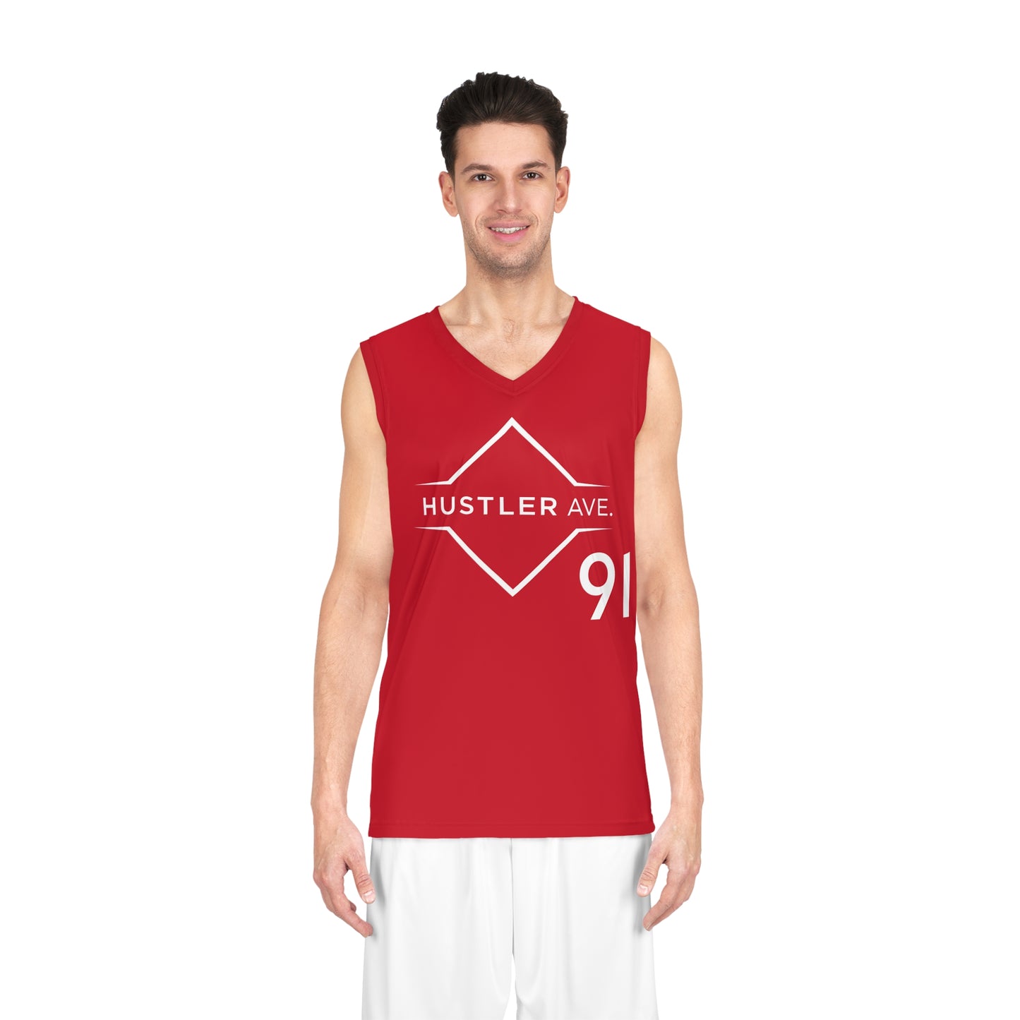 Red "Hustler Ave" #91 Avalanche Motion Basketball Jersey