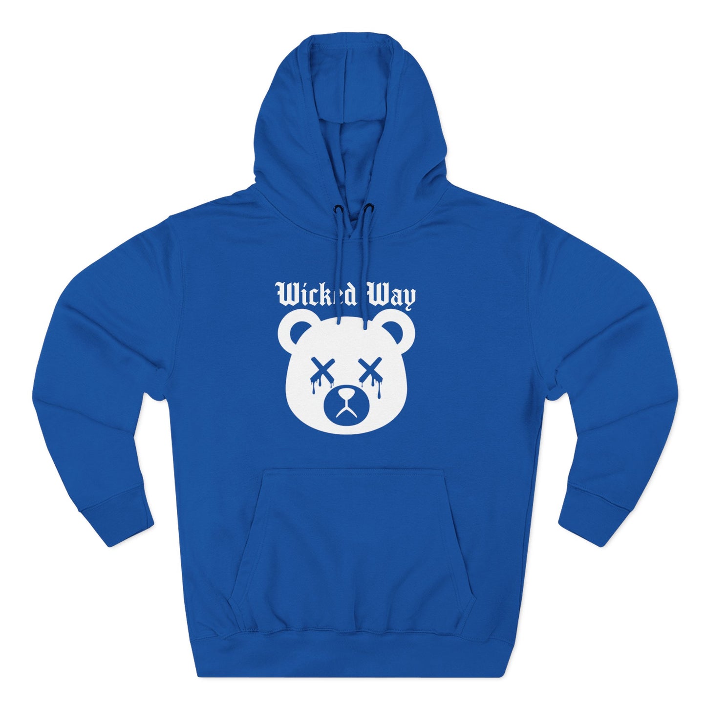 "Wicked Way" Deady Bear Head White Logo Hoodie
