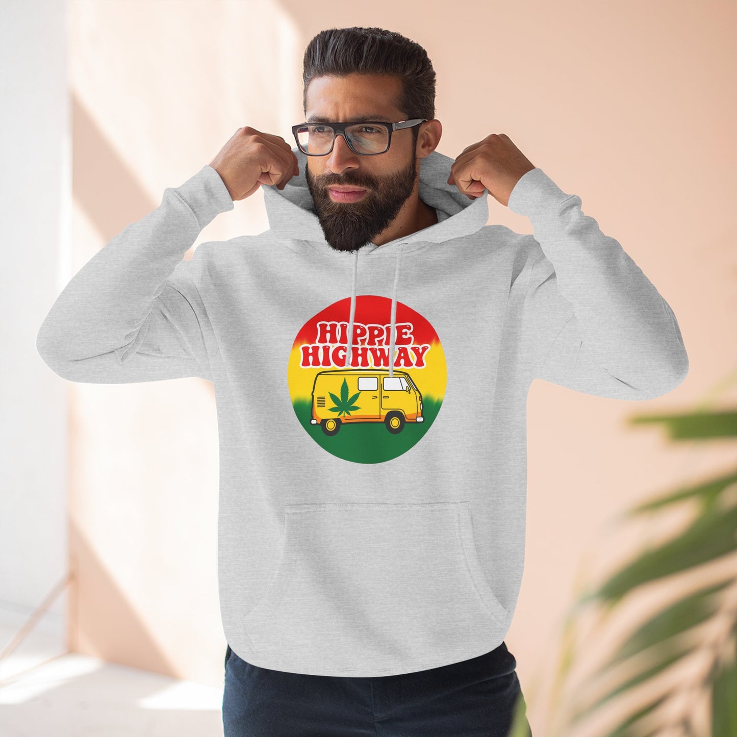 "Hippie Highway" Rasta Vibes Fleece Hoodie