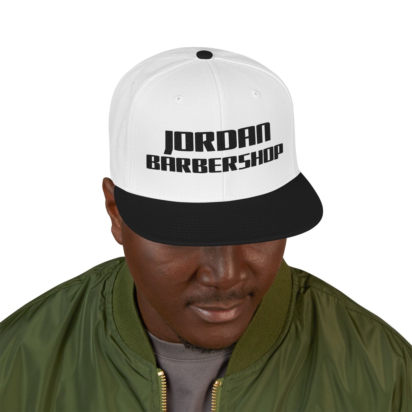Jordan Barbershop Black Text Snapback