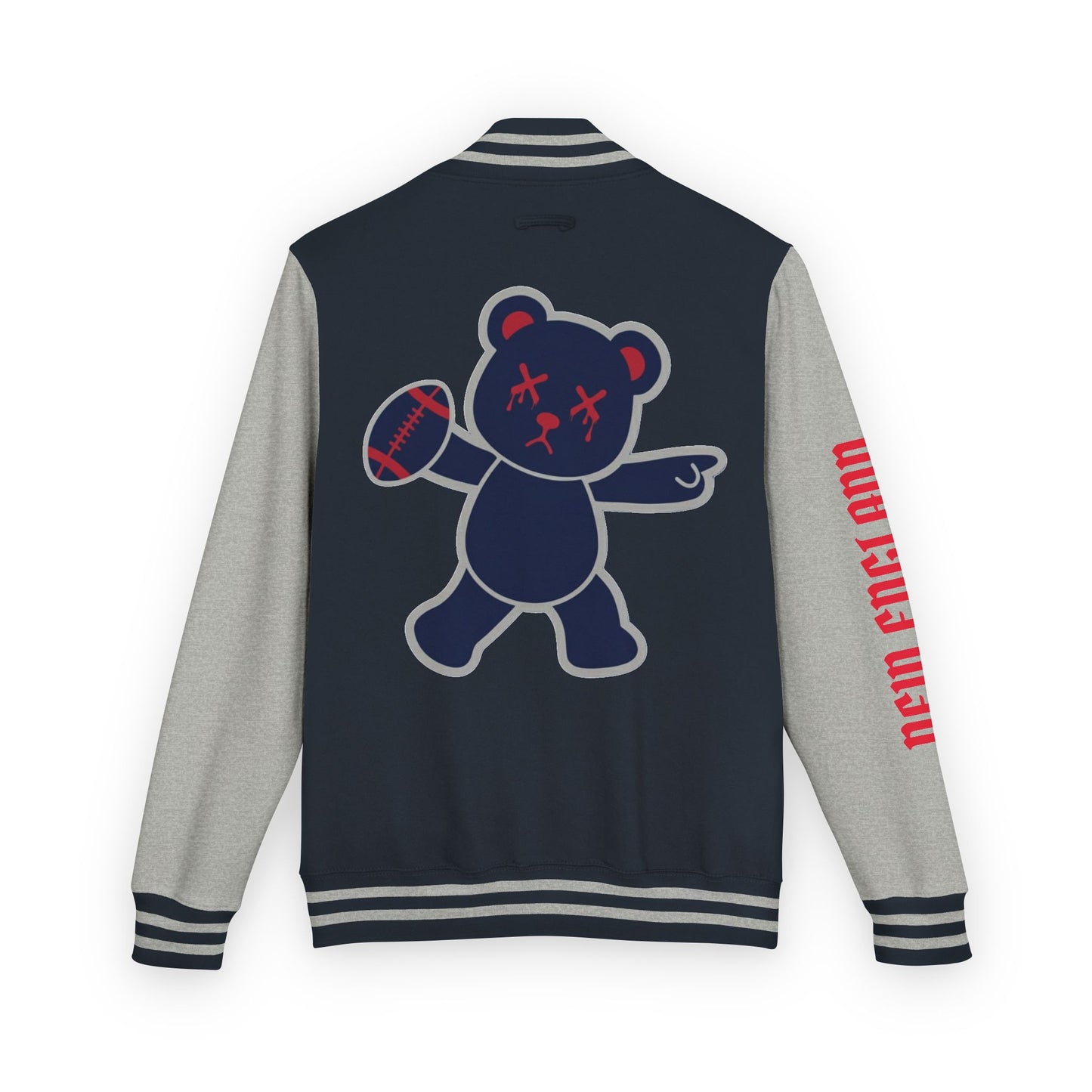 Navy Blue & Grey "Wicked Way" New England Deady Bear Football Heavyweight Letterman Jacket