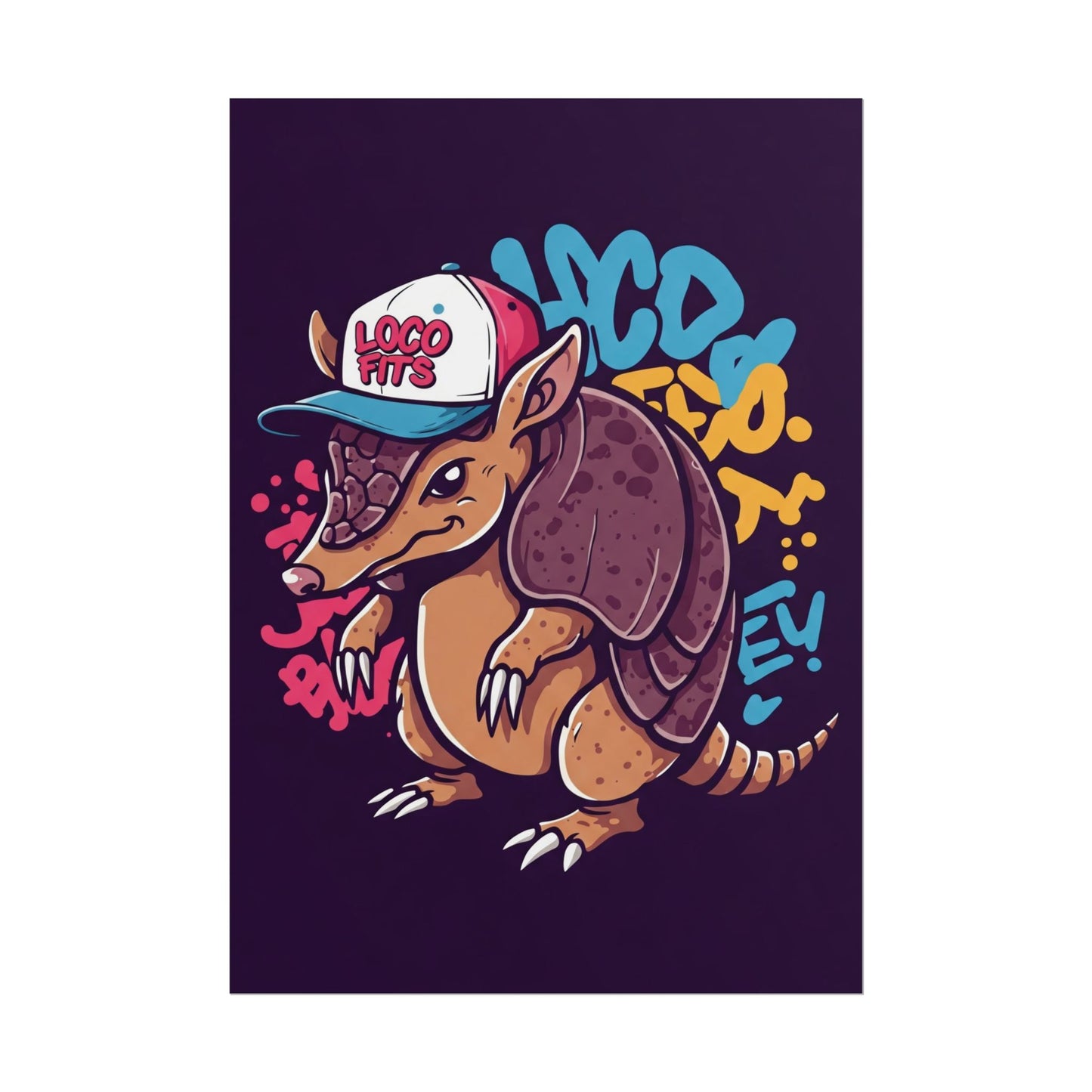 Colorful Loco Fits Armadillo Art Print - Loco Fits Rolled Poster