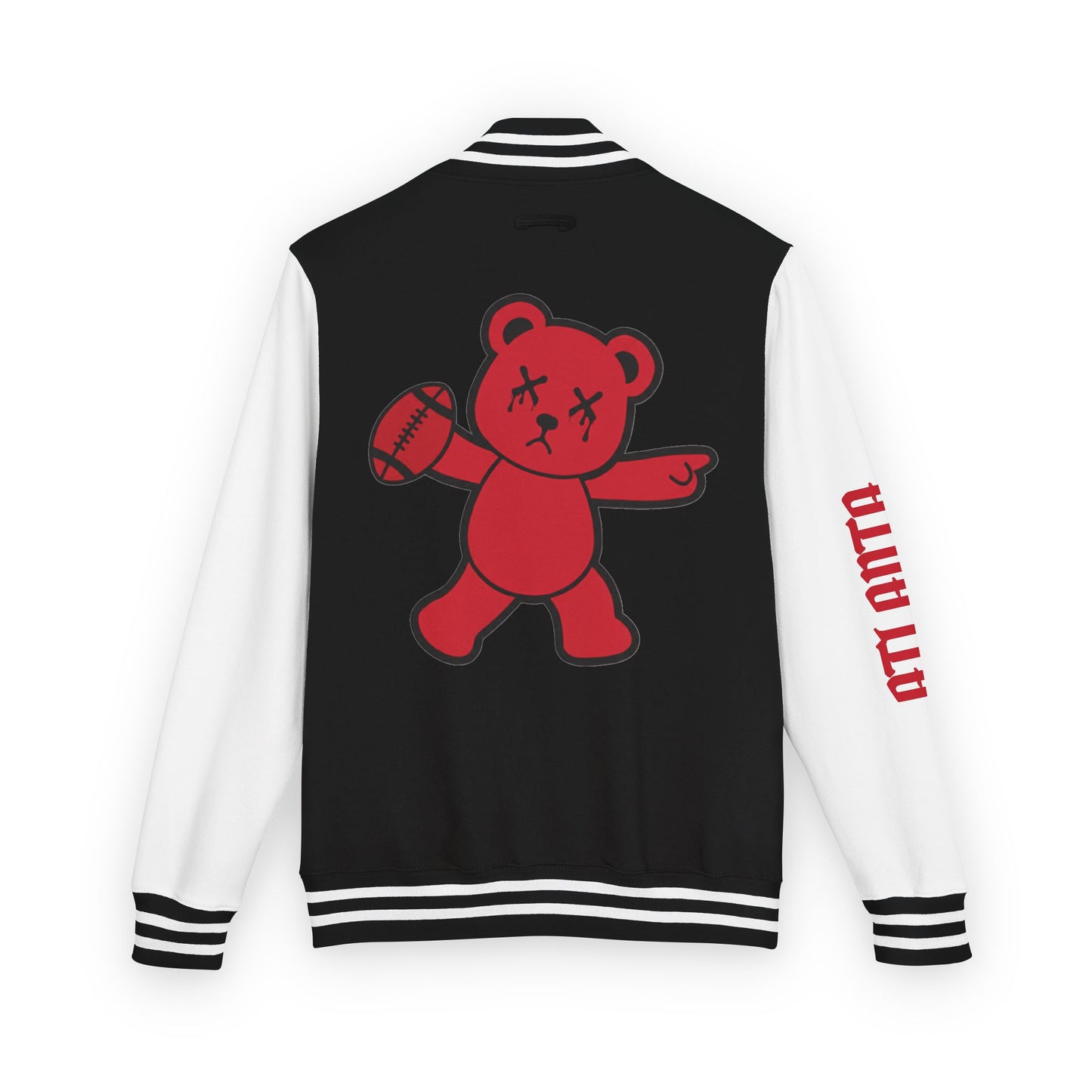 Black & White "Wicked Way" Atlanta Deady Bear Football Heavyweight Letterman Jacket