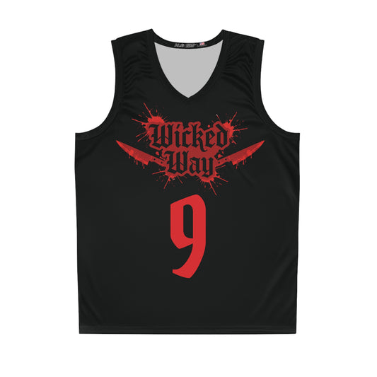 Red & Black "Wicked Way" #9 Double Kitchen Knives Alt. Basketball Jersey