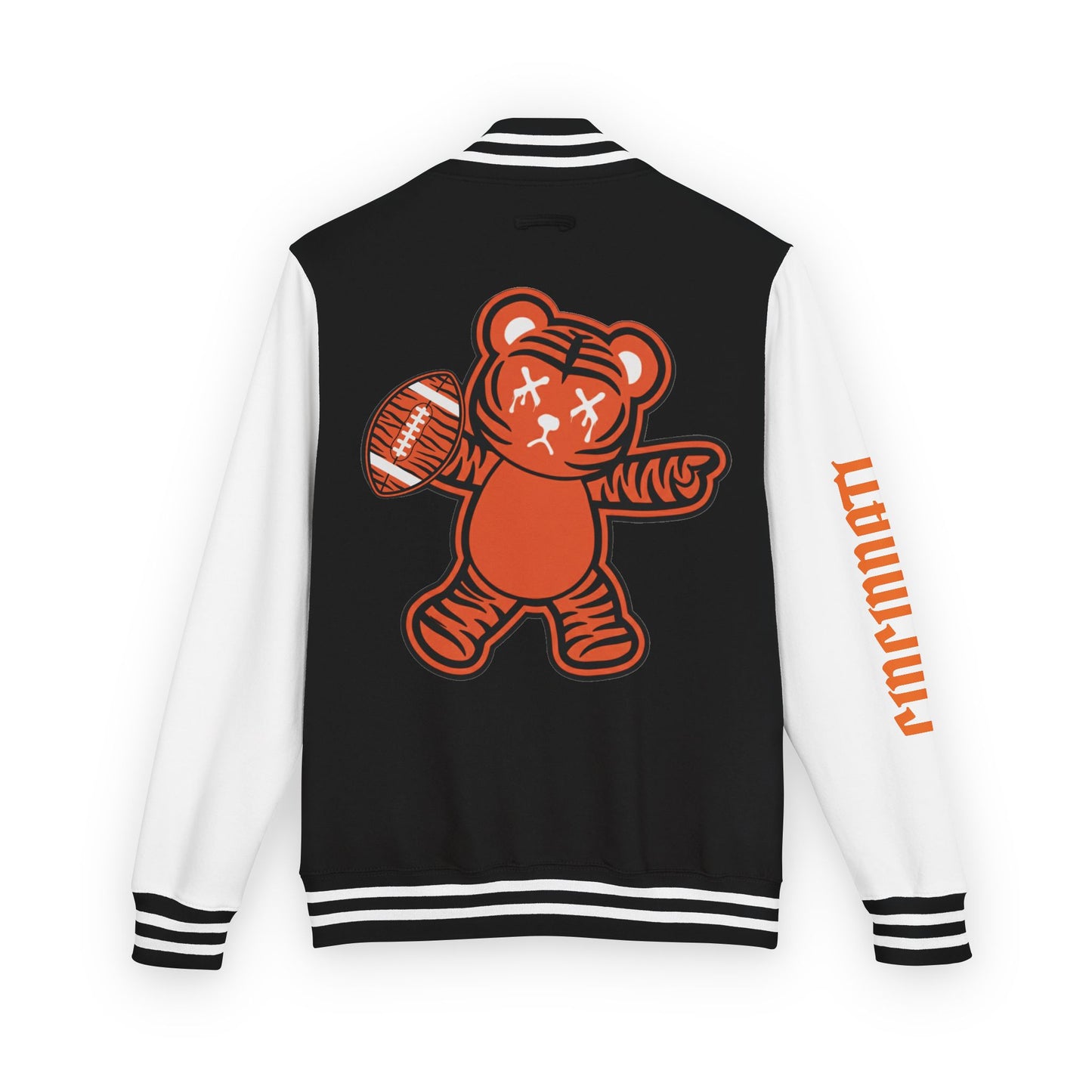 Black & White "Wicked Way" Cincinatti Deady Bear Football Heavyweight Letterman Jacket
