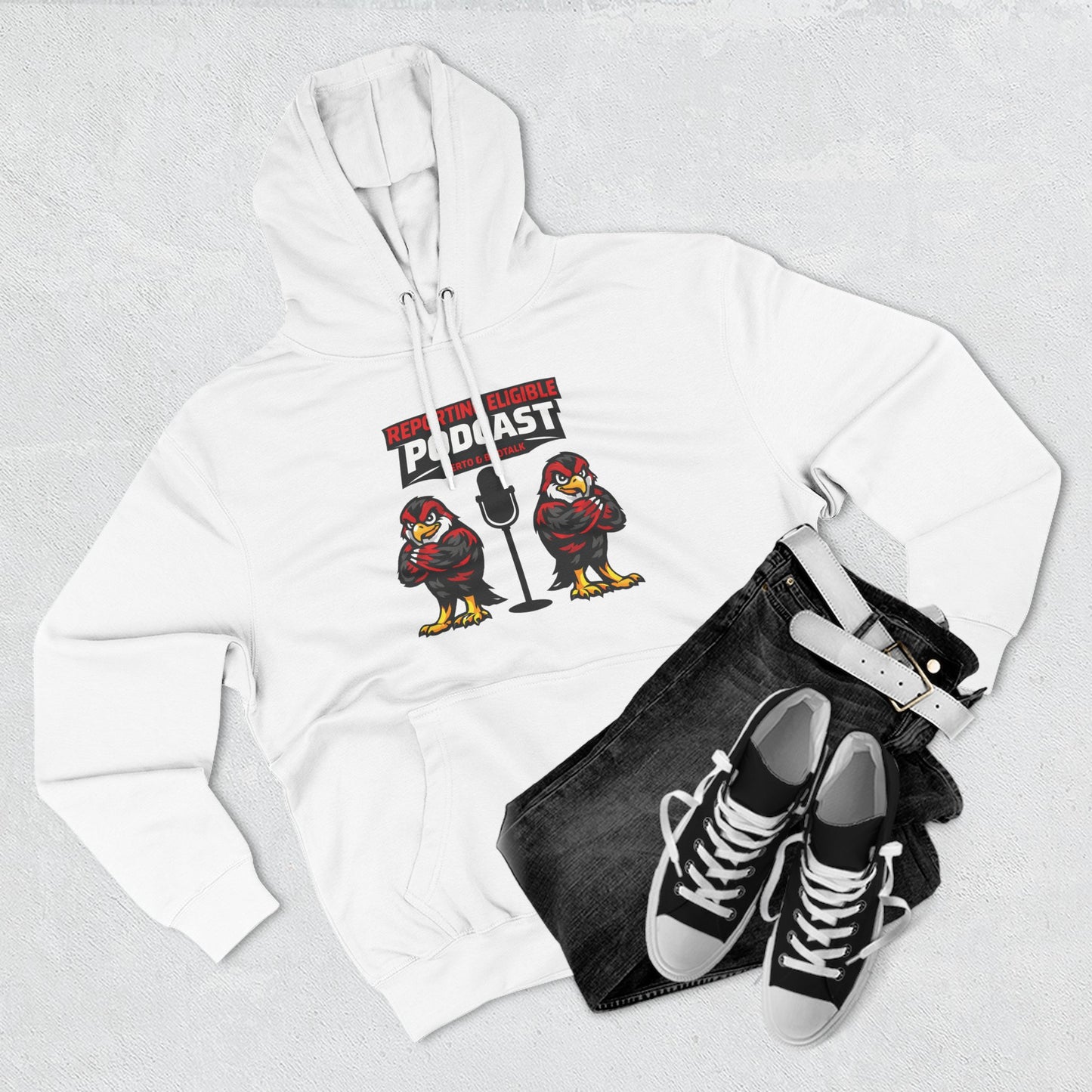 Loco Fits "Reporting Eligible Podcast W/ Berto & Brotalk" Three-Panel Fleece Hoodie