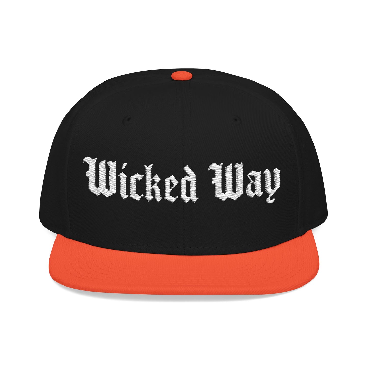 Base "Wicked Way" White Gothic Script Snapback