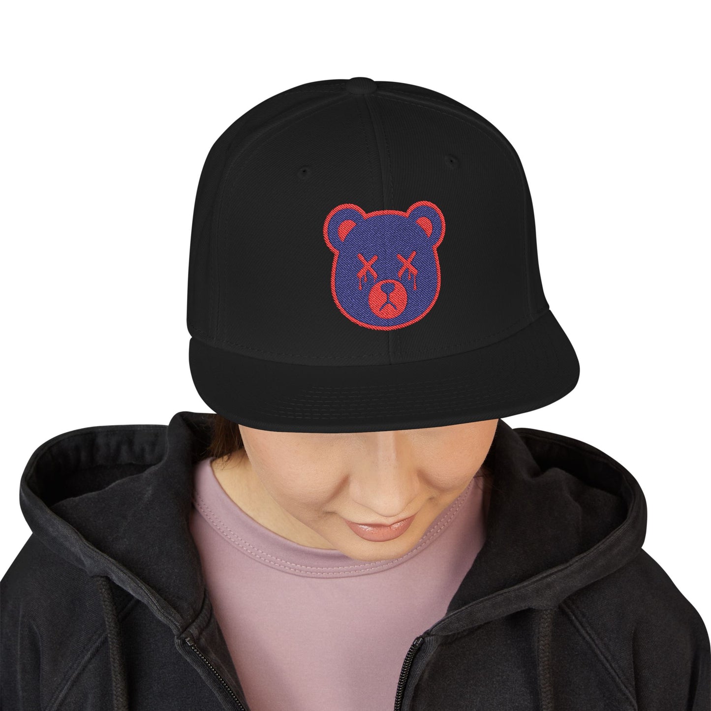 "Wicked Way" Deady Bear Head Blue & Red Snapback