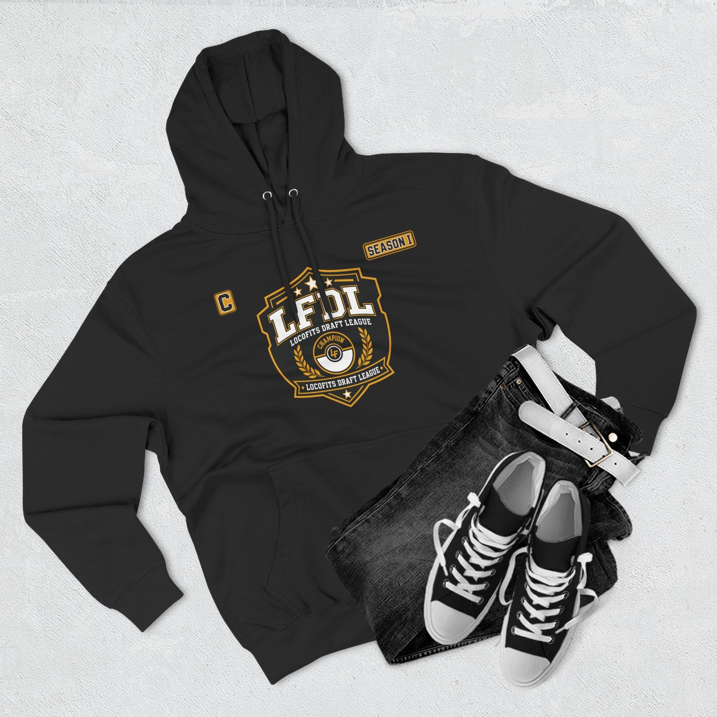 LocoFits Draft League Season I Champion Three-Panel Fleece Hoodie