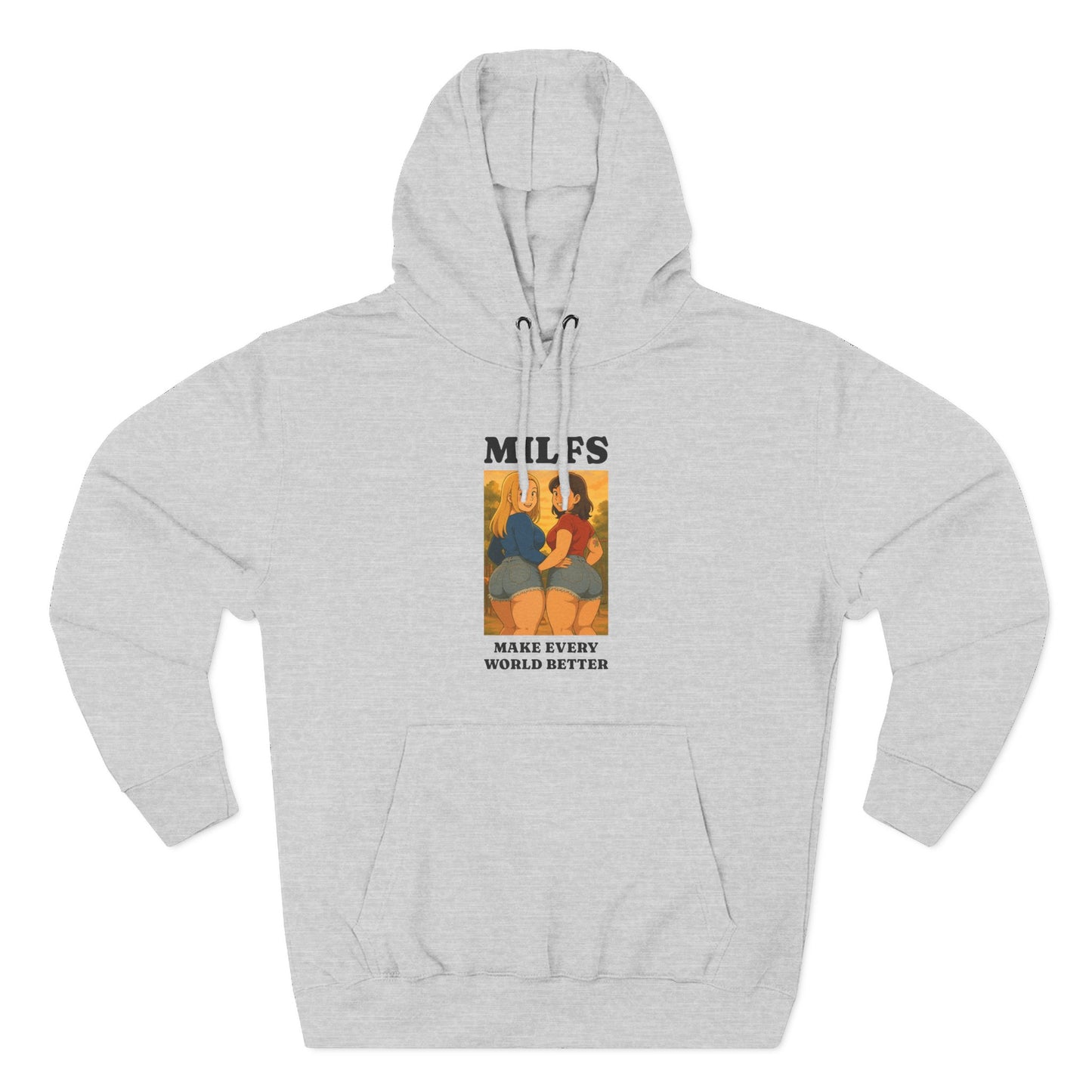 Loco Fits Anime Girls 'MILFS Make Every World Better' Three-Panel Fleece Hoodie