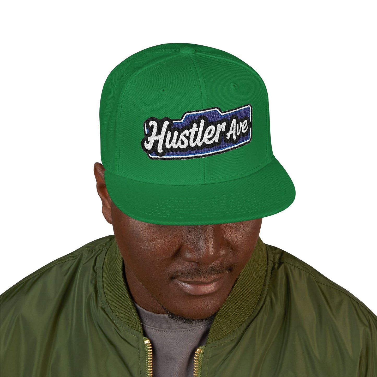 "Hustler Ave" Blue Logo Snapback Hat