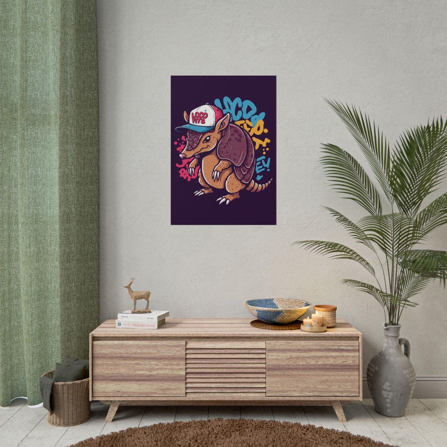 Colorful Loco Fits Armadillo Art Print - Loco Fits Rolled Poster