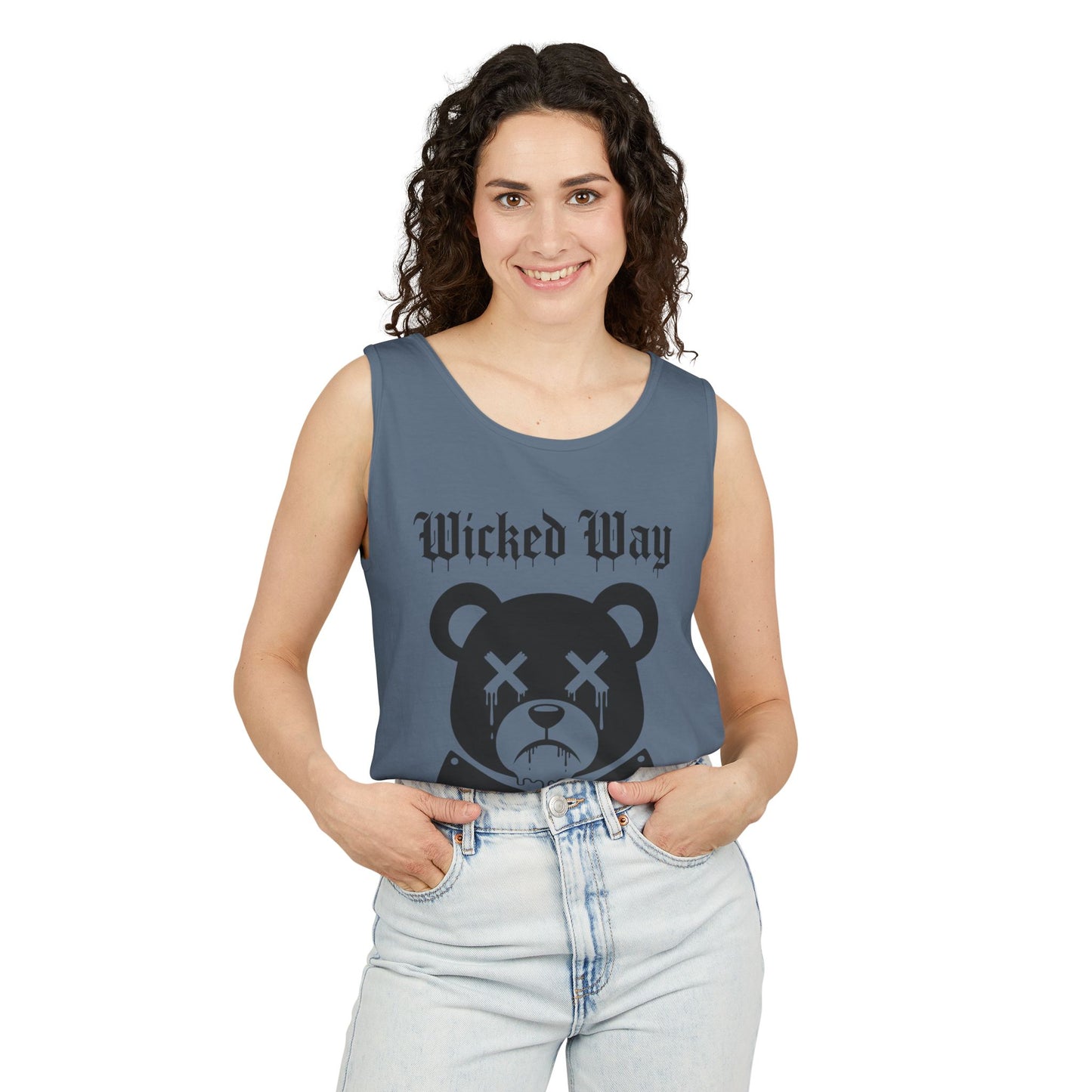 Limited Edition "Wicked Way" Drippy Bear Head Double Butcher Knife Tank Top
